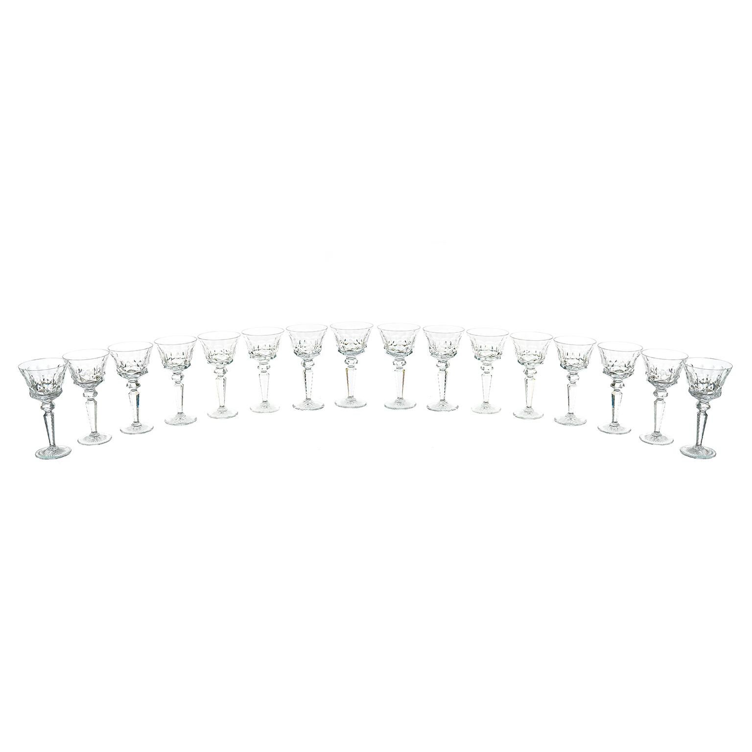 French Set of 16 St. Louis Wine Goblets
