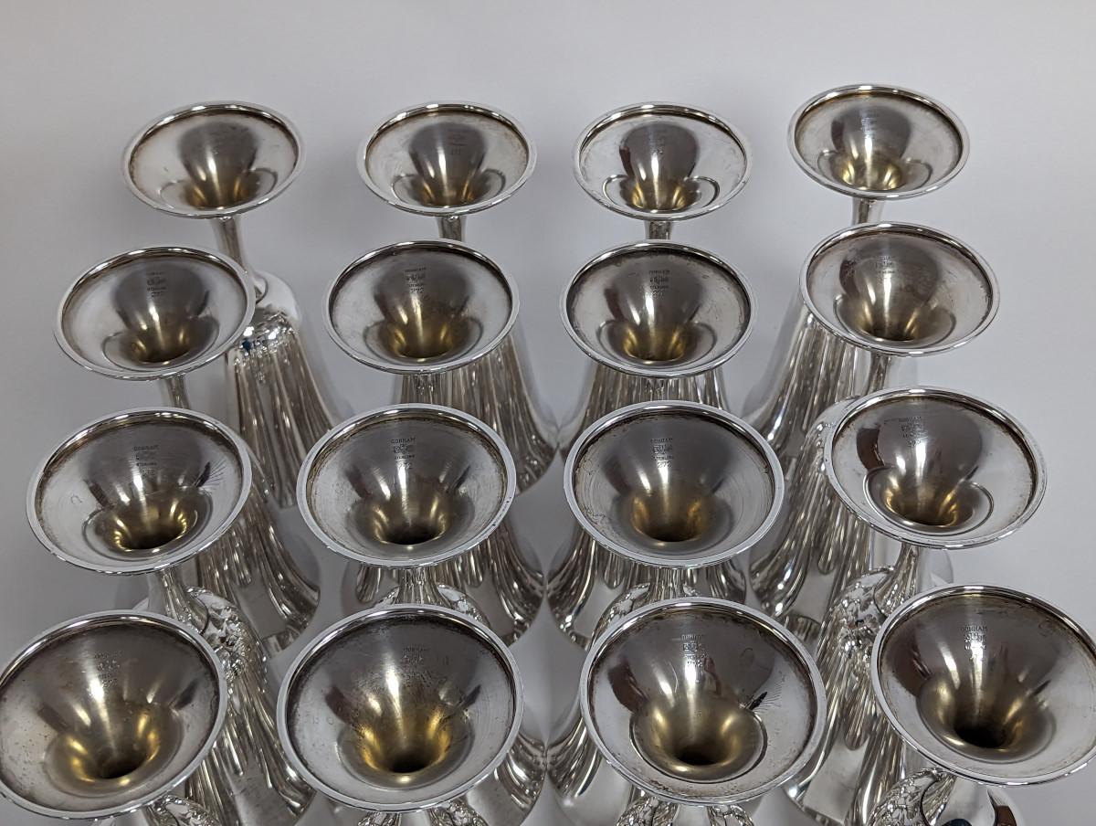 Set of 16 Sterling Silver Gorham Water Goblets 5