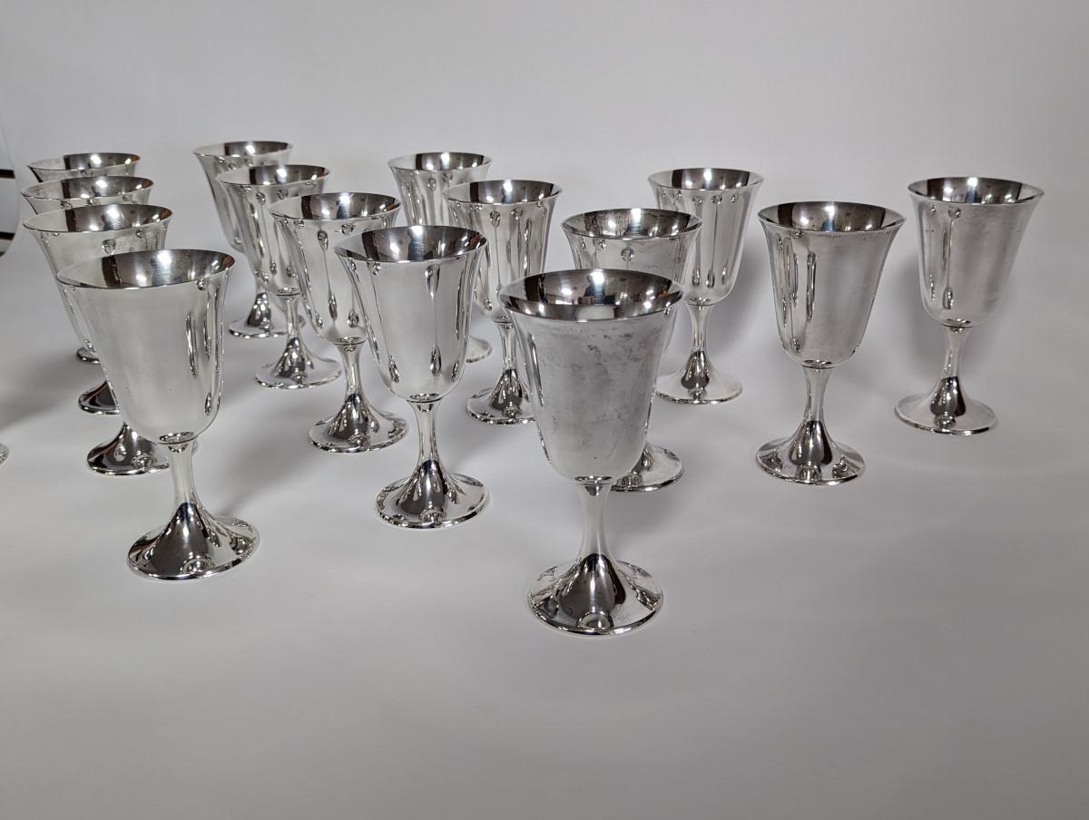 Set of 16 Sterling Silver Gorham Water Goblets 1