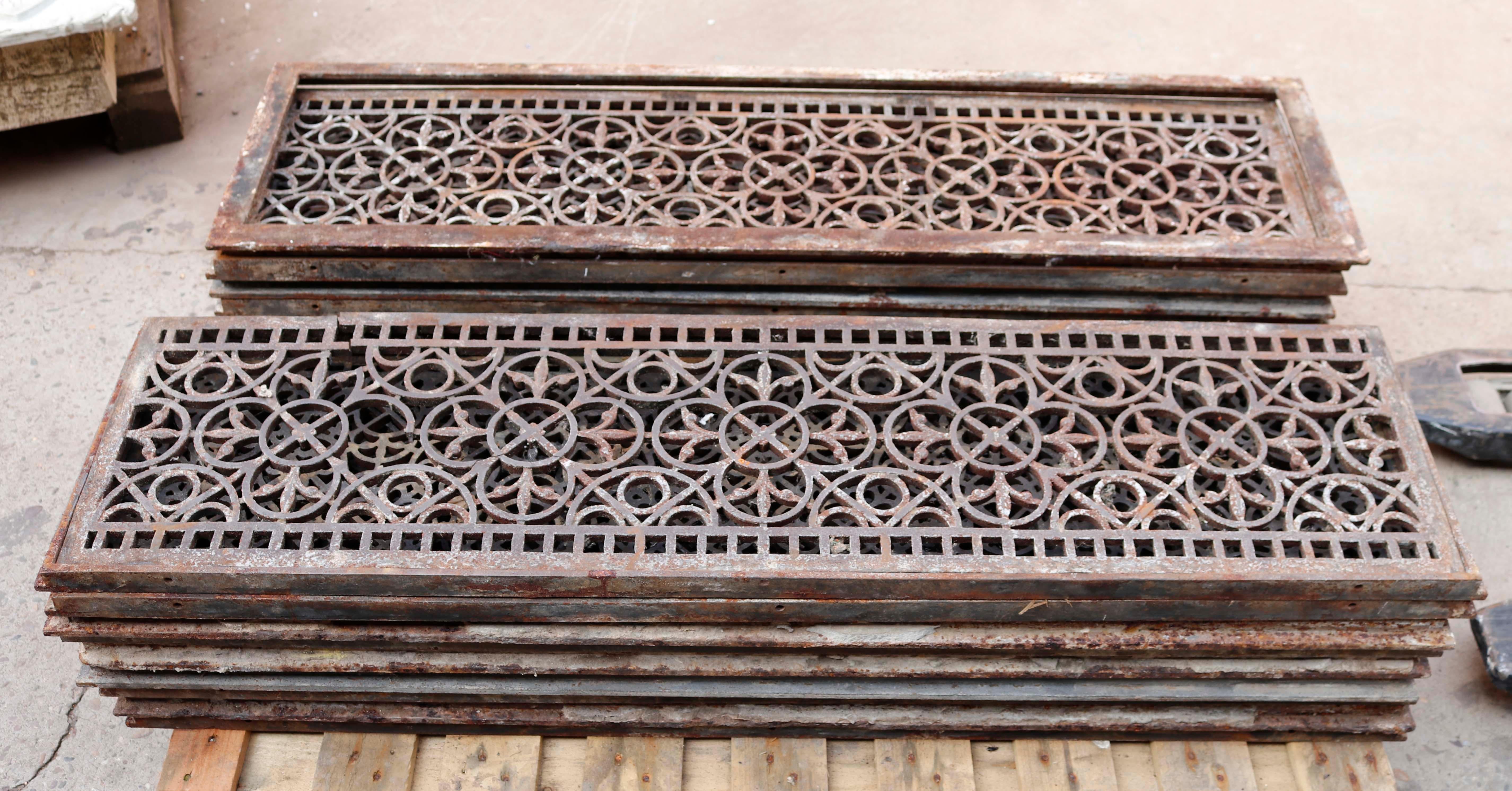 Set of 16 Victorian Cast Iron Floor Grills 1