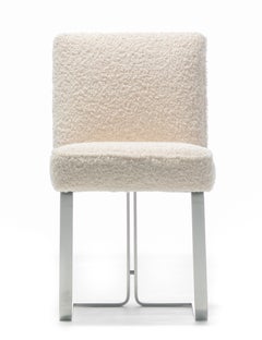Set of 16 Vladimir Kagan for Kagan-Dreyfuss Steel Dining Chairs in Ivory Bouclé