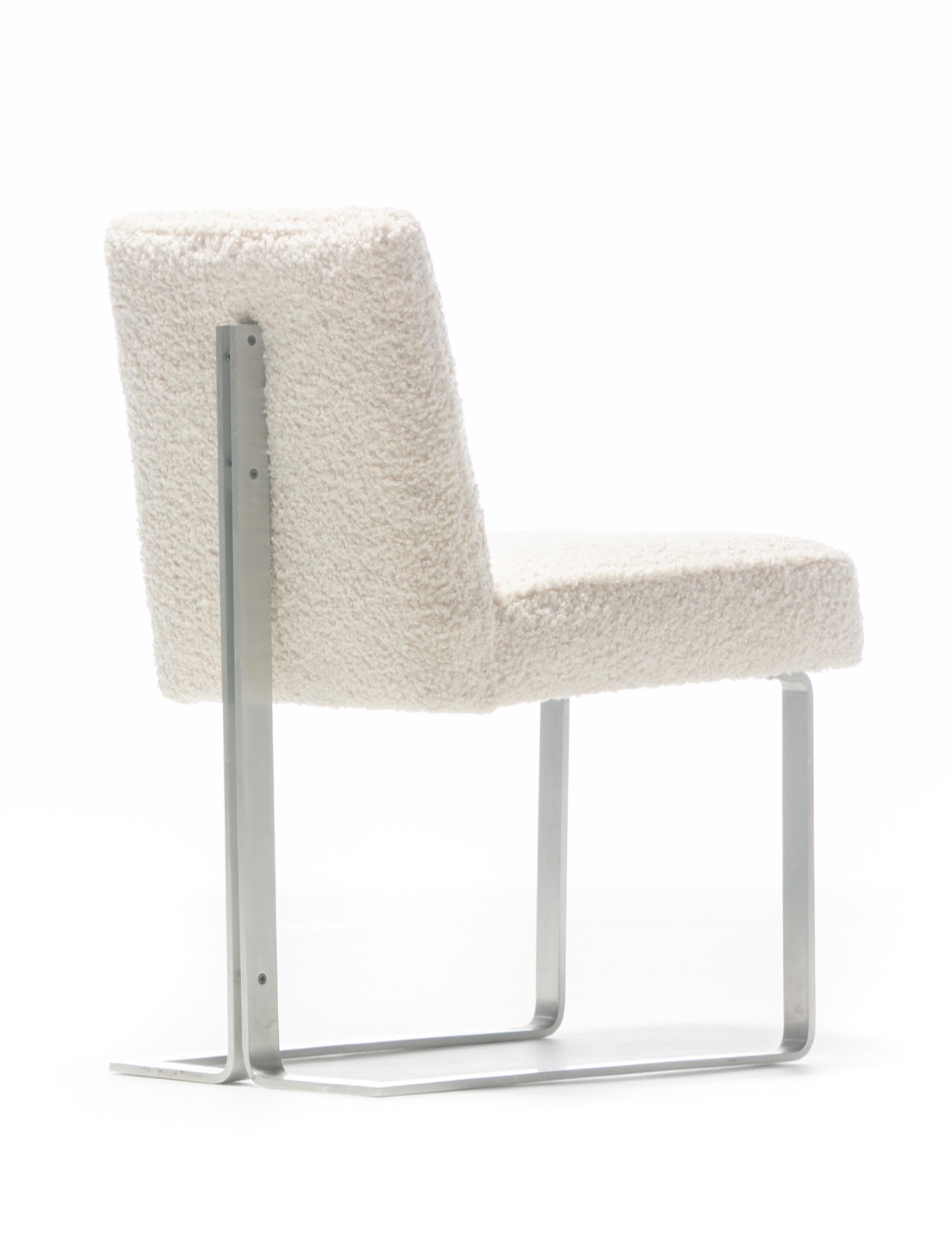 Mid-Century Modern Set of 16 Vladimir Kagan for Kagan-Dreyfuss Steel Dining Chairs in Ivory Bouclé