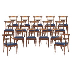 Ensemble de 16 chaises de salle à manger en acajou d'époque Guillaume IV avec sièges en cuir