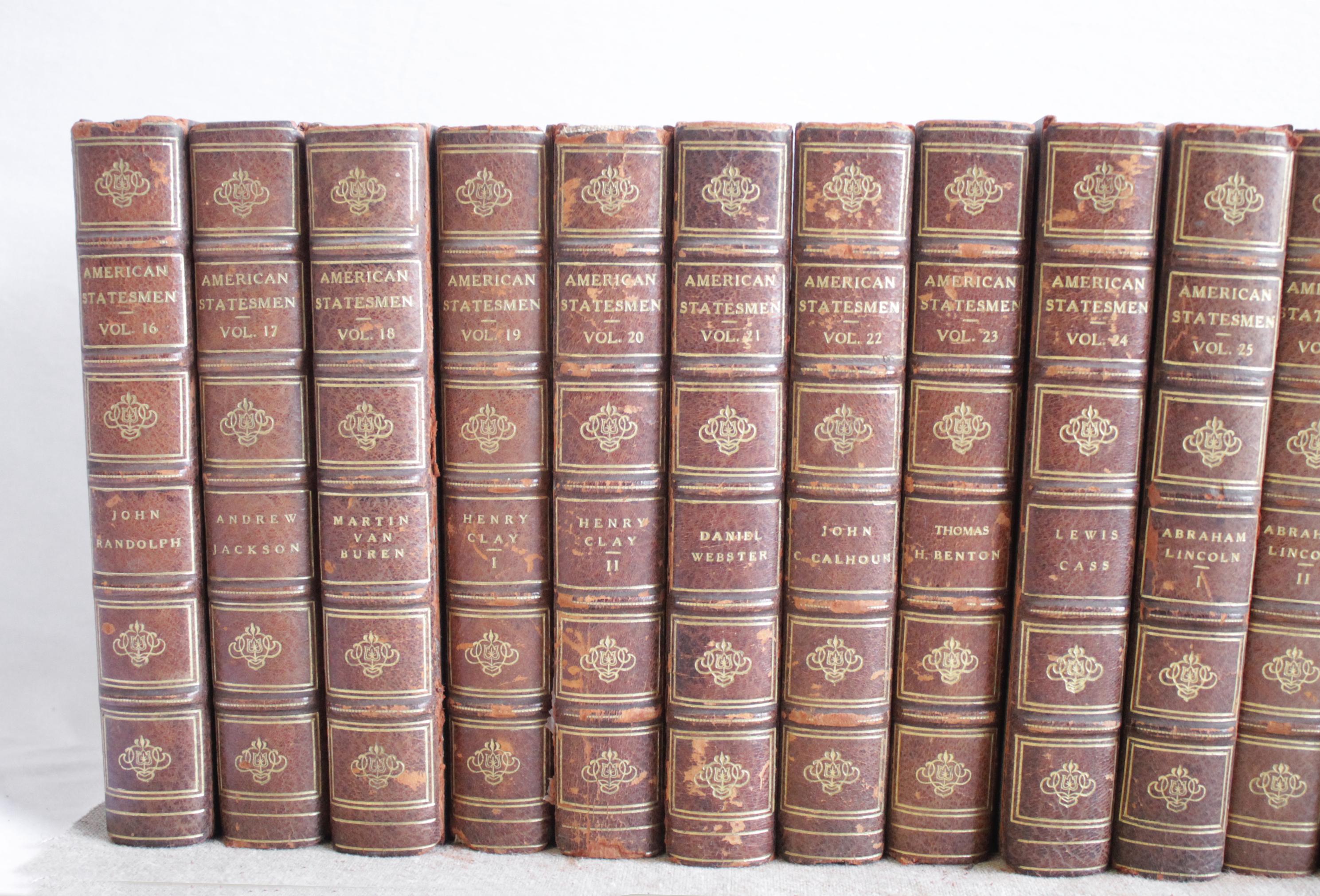Set of 17 antique leather bound American statesmen books
Volumes 16-32
Approximate dimensions: 1.25