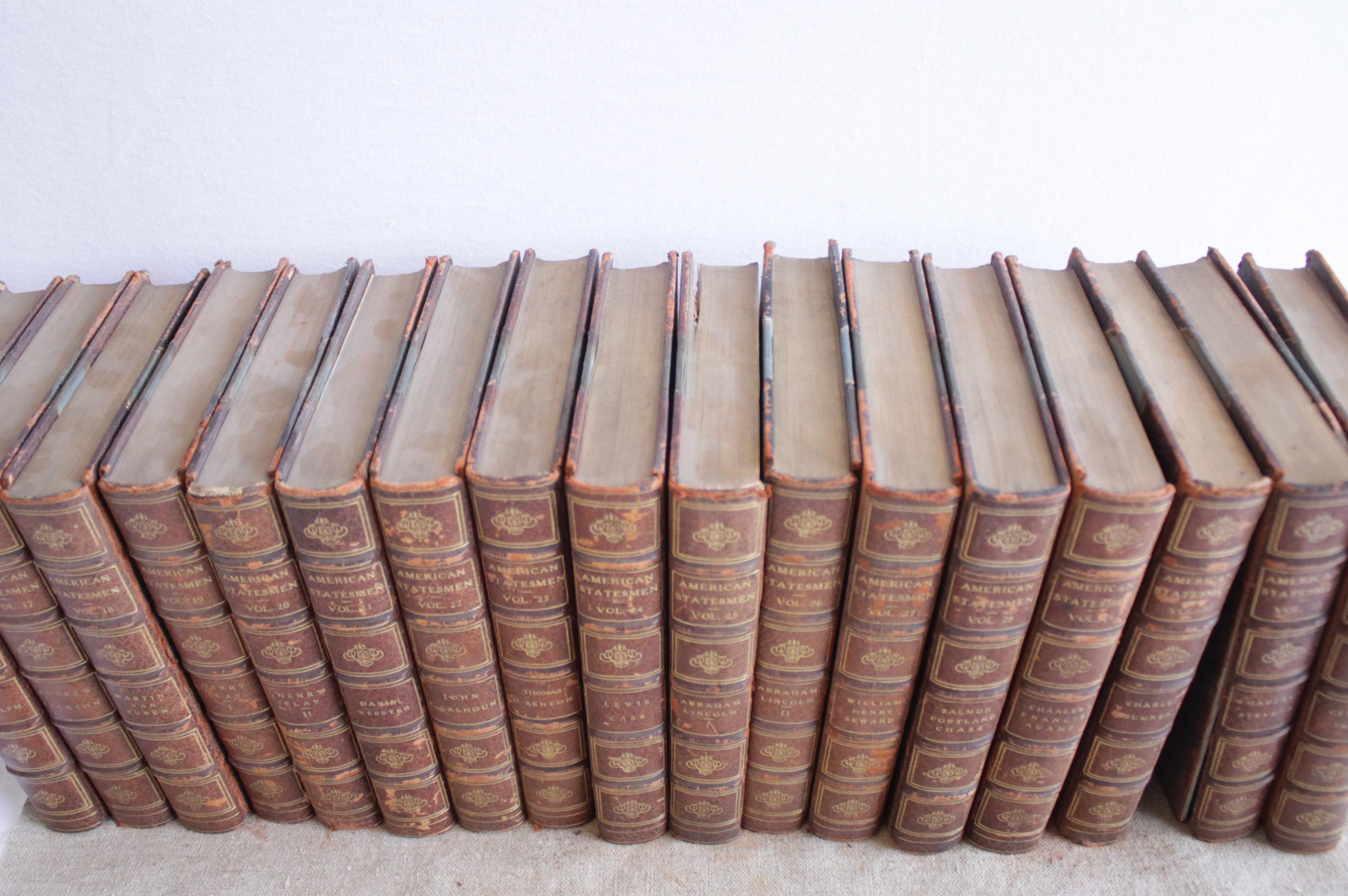 Set of 17 Antique Leather Bound American Statesmen Books 1