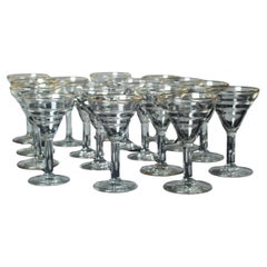 17 Art Nouveau Aperitif Glasses, 1900s, France, Crystal Glass With Gold Decor