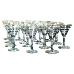 17 Art Nouveau Aperitif Glasses, 1900s, France, Crystal Glass With Gold Decor