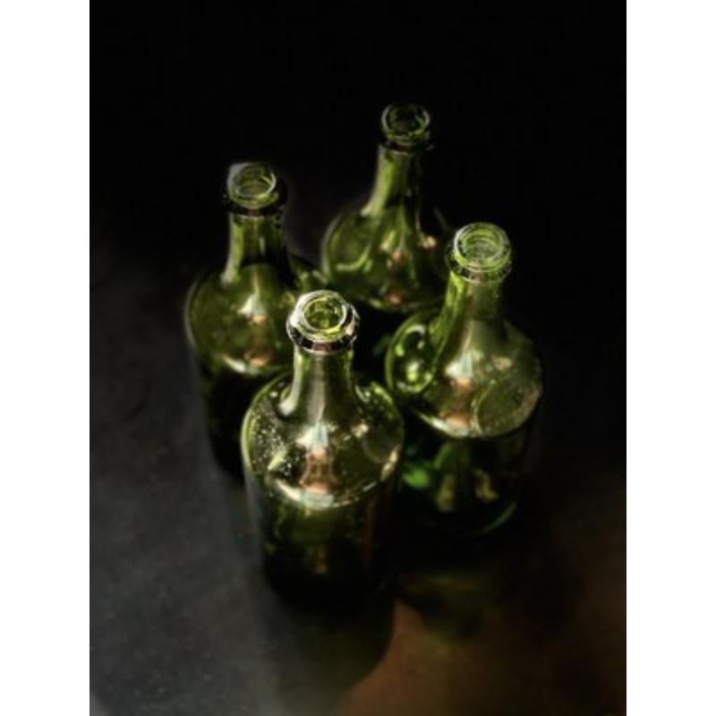 French Set of 17 Bubbled Glass Water Bottles, France, 1925 For Sale