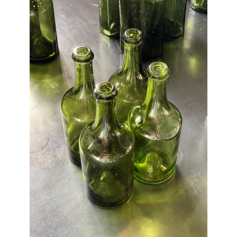 20th Century Set of 17 Bubbled Glass Water Bottles, France, 1925 For Sale