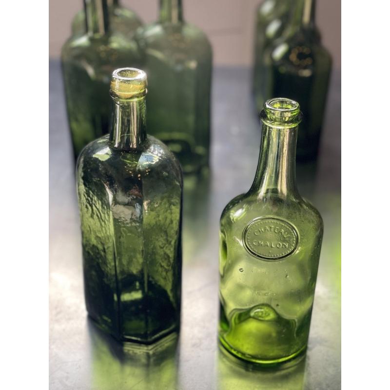 Set of 17 Bubbled Glass Water Bottles, France, 1925 For Sale 4