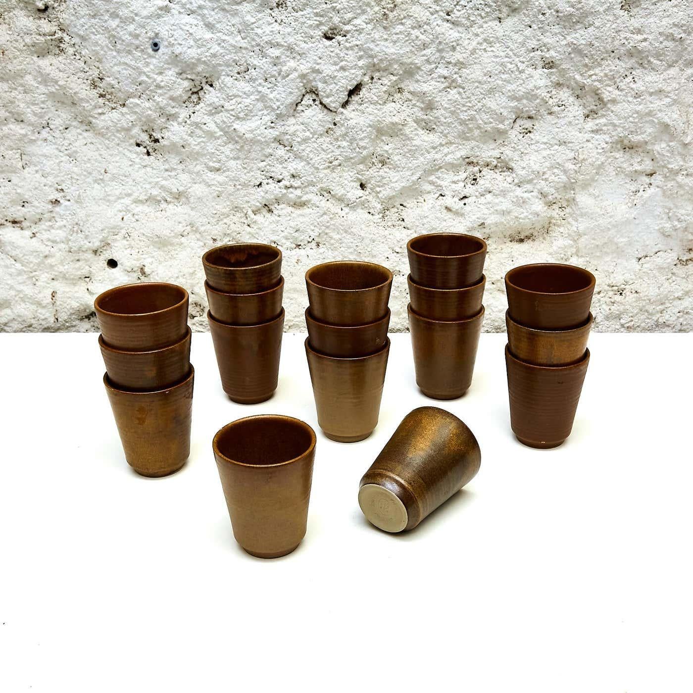 Set of 17 Ceramic Glass by Grespots.

Manufactured in France, circa 1960.

In original condition with minor wear consistent of age and use, preserving a beautiful patina.

Materials: 
Ceramic.

Important information regarding color(s) of