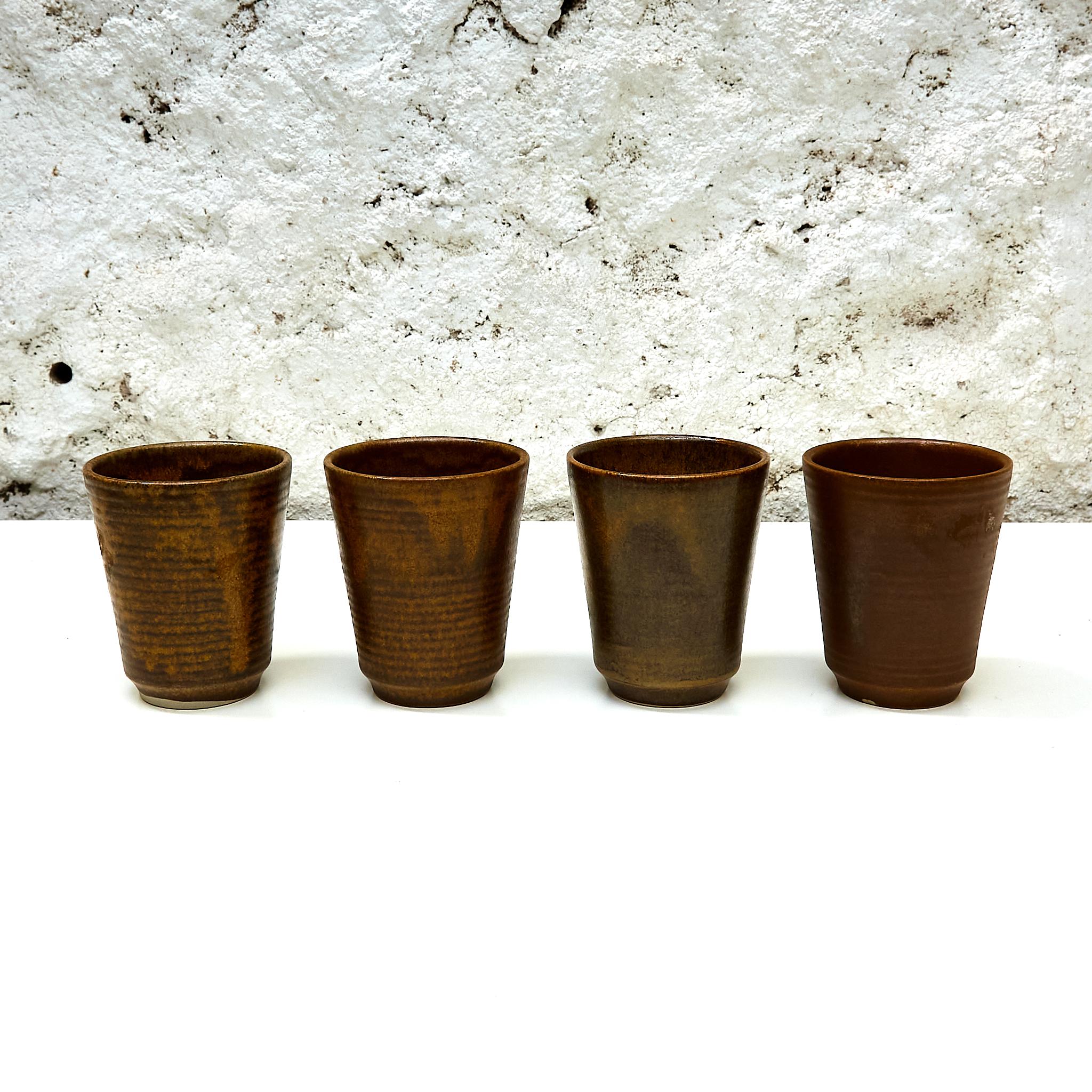 Mid-Century Modern Set of 17 Ceramic Glass by Grespots, circa 1960 For Sale