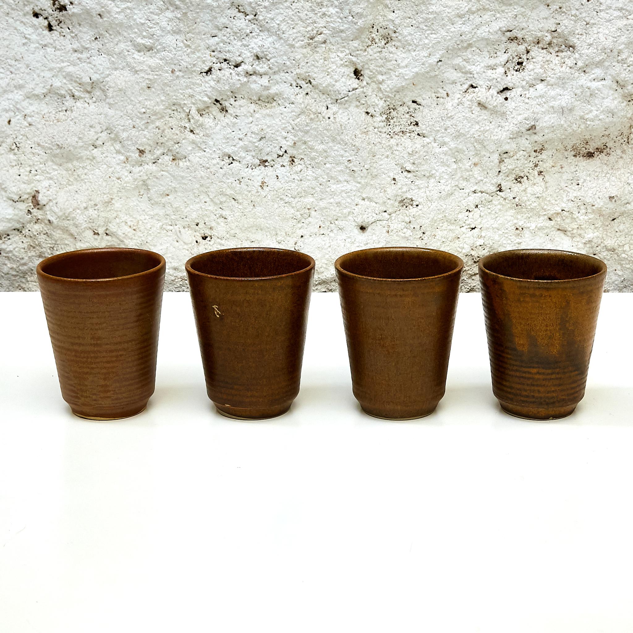 French Set of 17 Ceramic Glass by Grespots, circa 1960