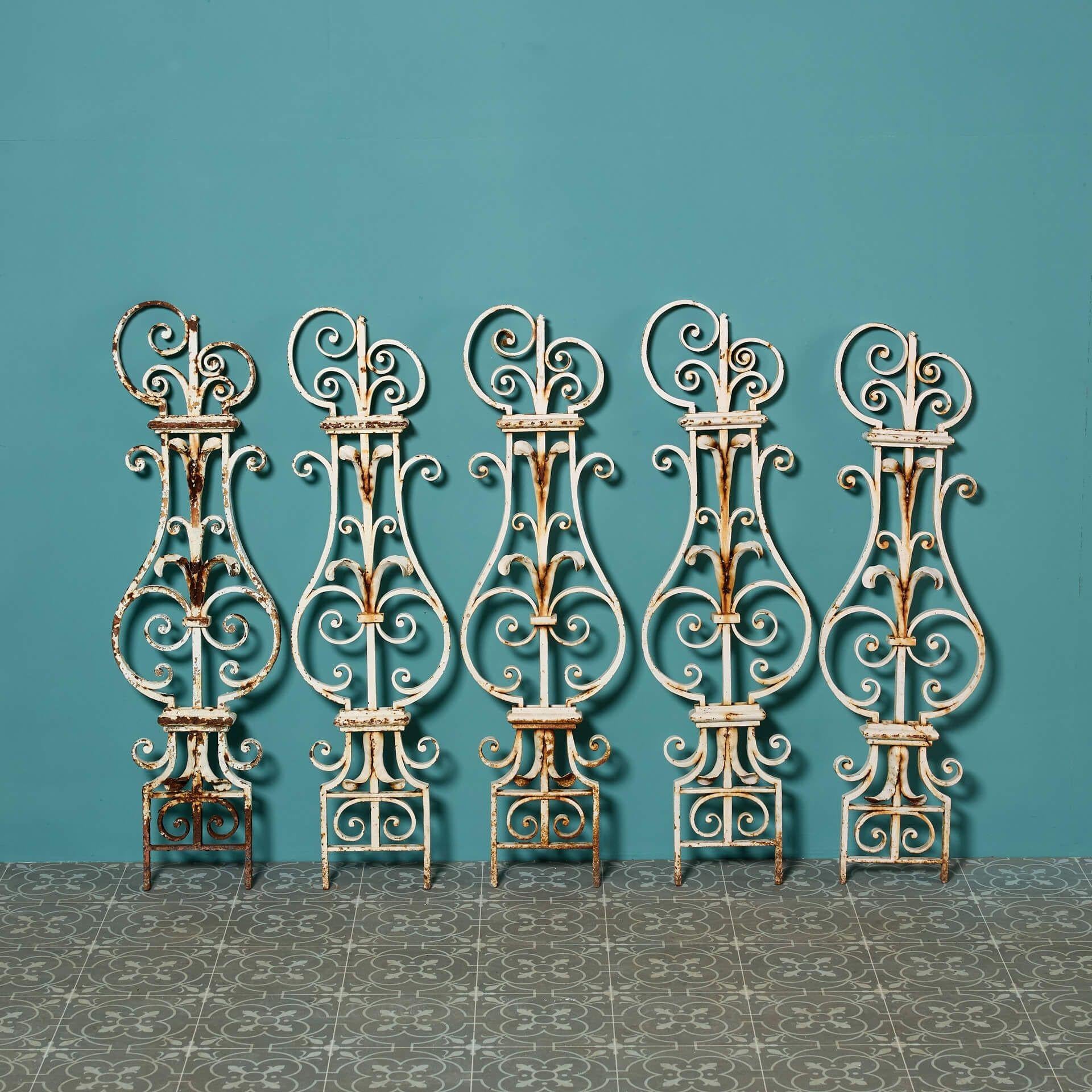 Hand-Crafted Set of 17 Georgian Wrought Iron Balustrades For Sale