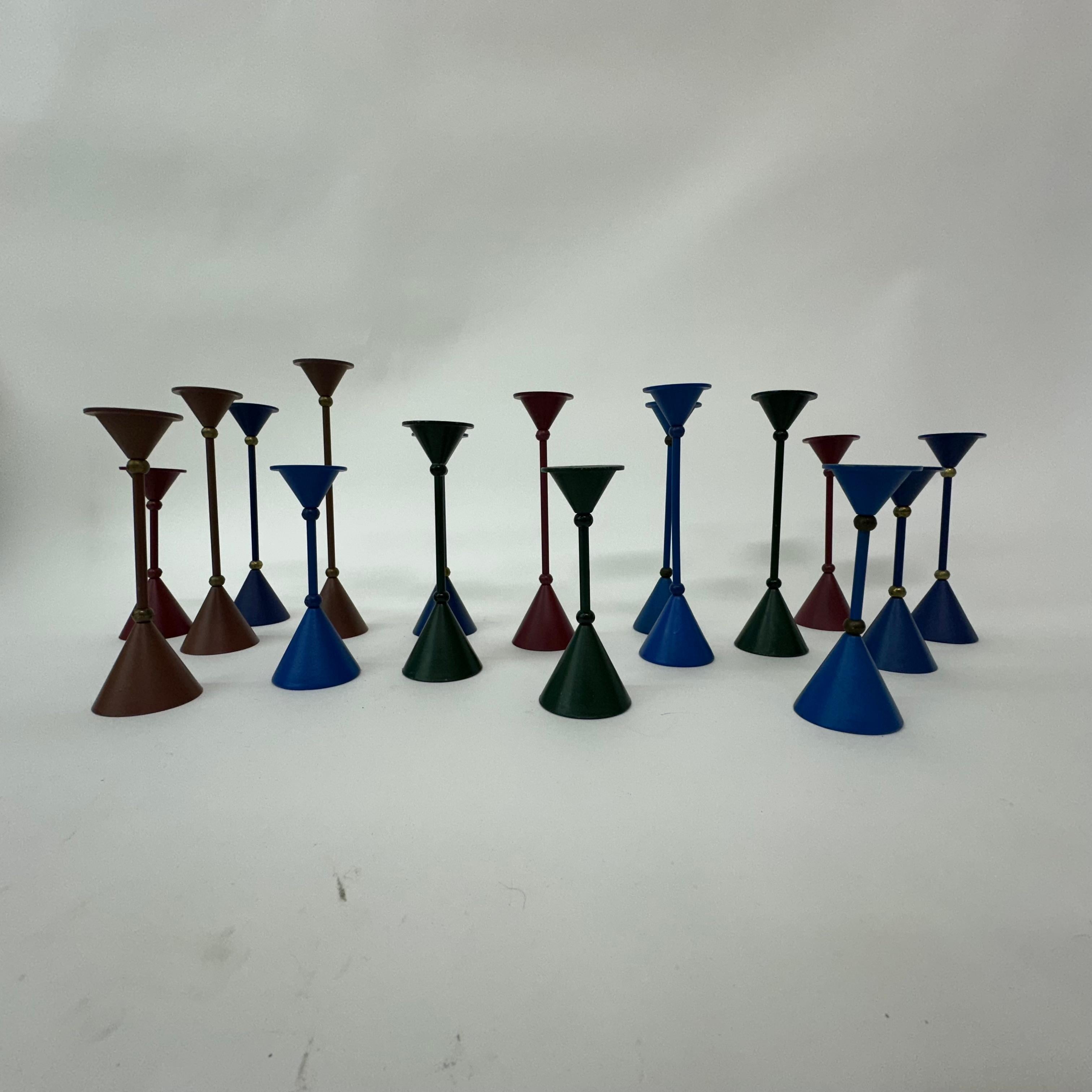 Mid-Century Modern Set of 17 Memphis style Post modern candle stick , 1980’s For Sale