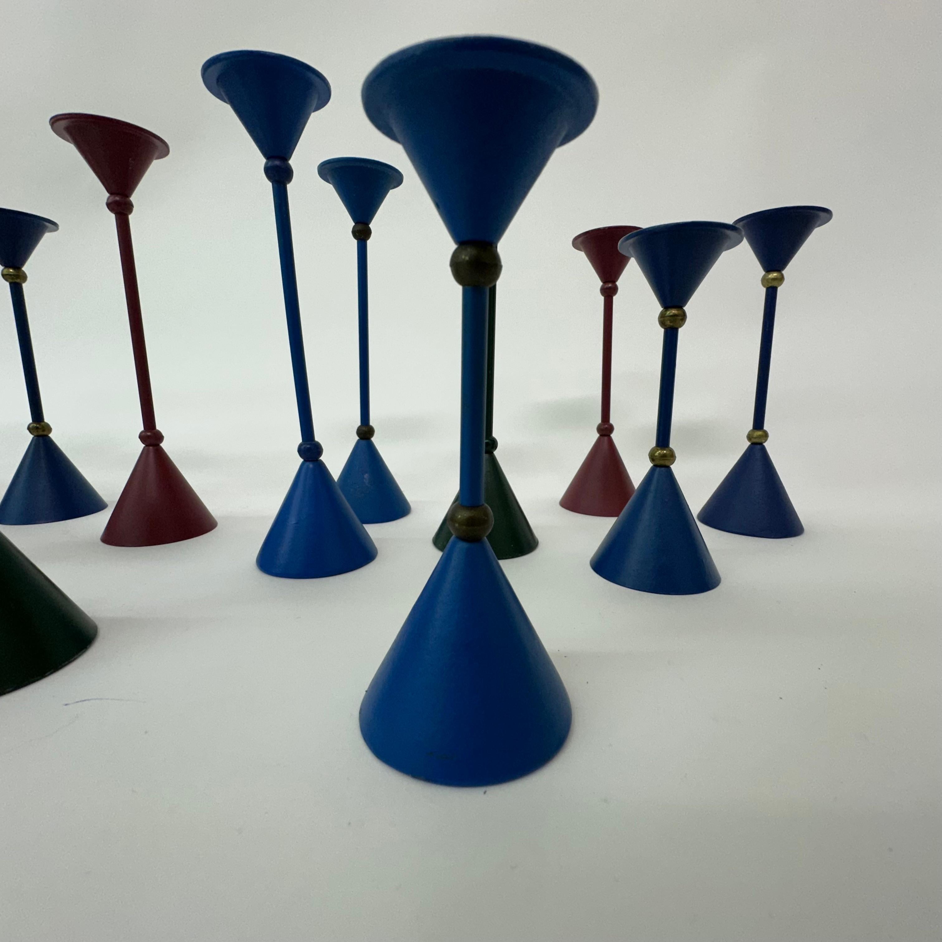 Dutch Set of 17 Memphis style Post modern candle stick , 1980’s For Sale