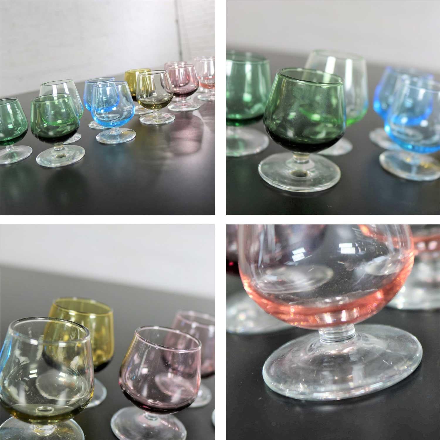 Set of 17 Multi Color Snifter Cocktail Glasses in Two Sizes 1