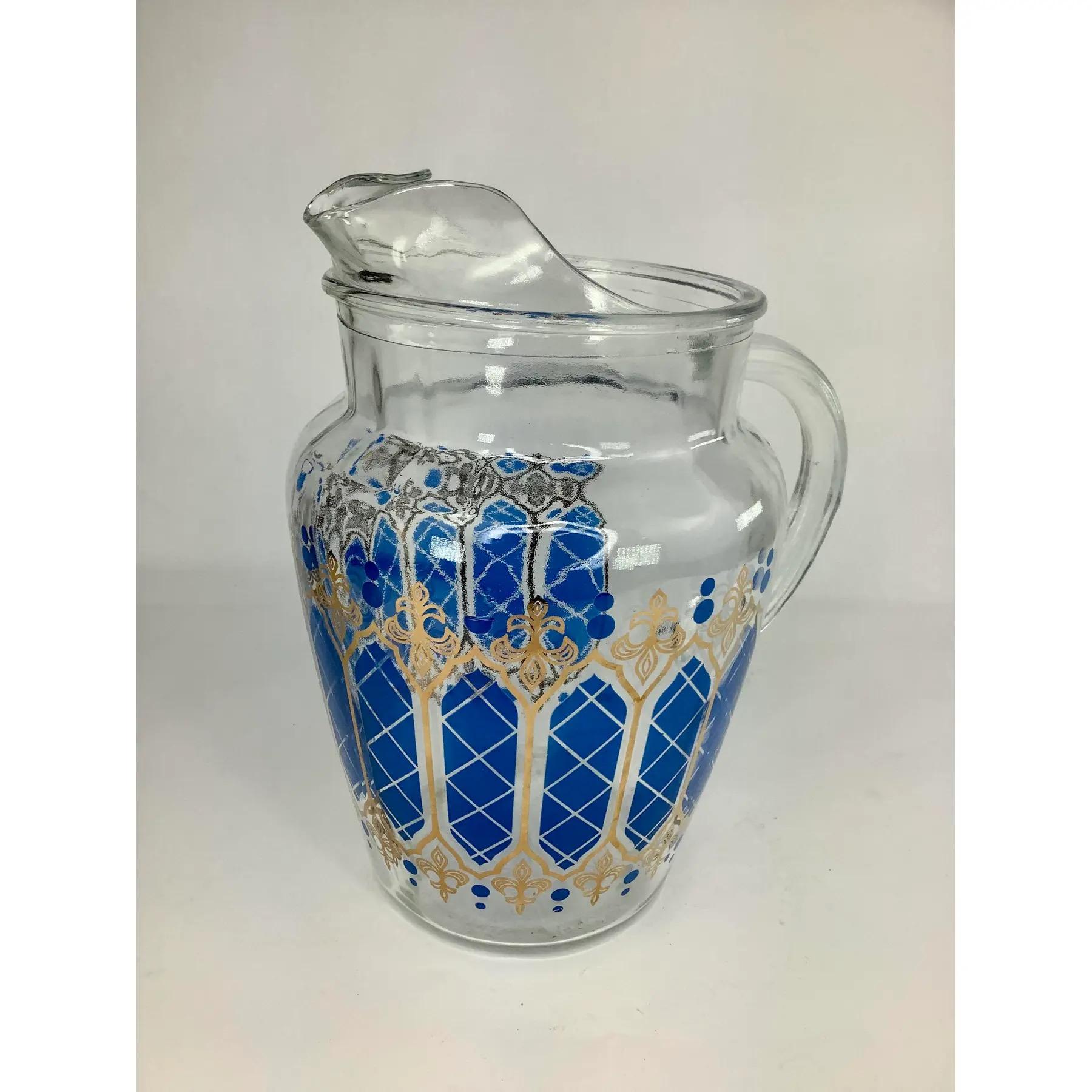 Set von 17 blauen und goldenen verzierten Vintage-Cocktail-Set aus der Mitte des Jahrhunderts (Moderne der Mitte des Jahrhunderts) im Angebot