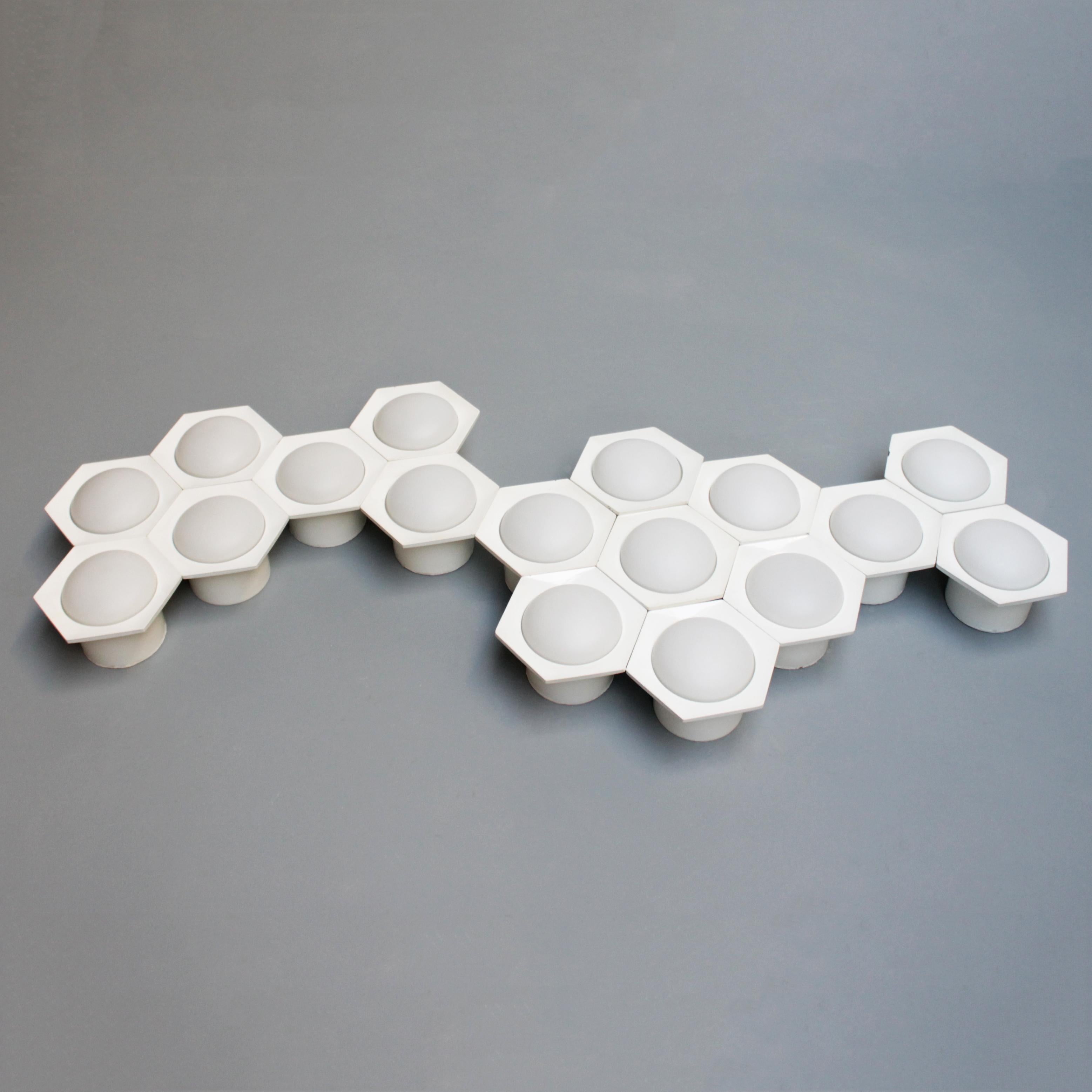Opaline Glass Set of 17 Wall Lights Hexagon by Raak Amsterdam