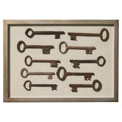 Set of 17th Century English Keys Framed