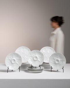 Set of 18 20th Century French White Porcelain Oyster Plates