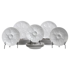 Set of 18 20th Century French White Porcelain Oyster Plates