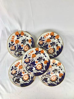 Set of 18 Antique Dinner Plates Coalport Porcelain English Imari Circa 1820