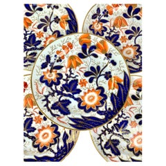 Set of 18 Antique Dinner Plates Coalport Porcelain English Imari Circa 1820