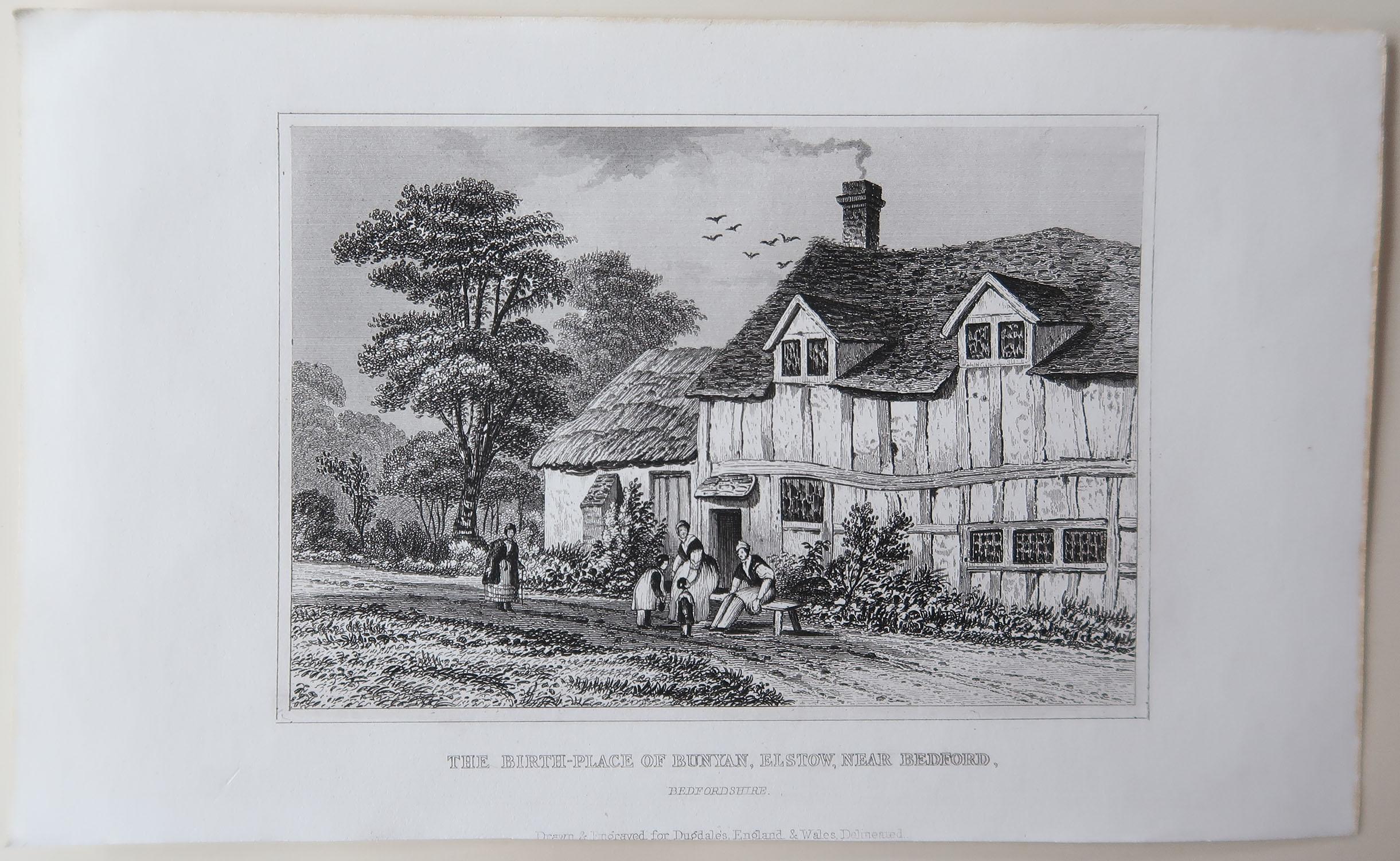 Paper Set of 18 Antique Prints of English Country Cottages, circa 1840