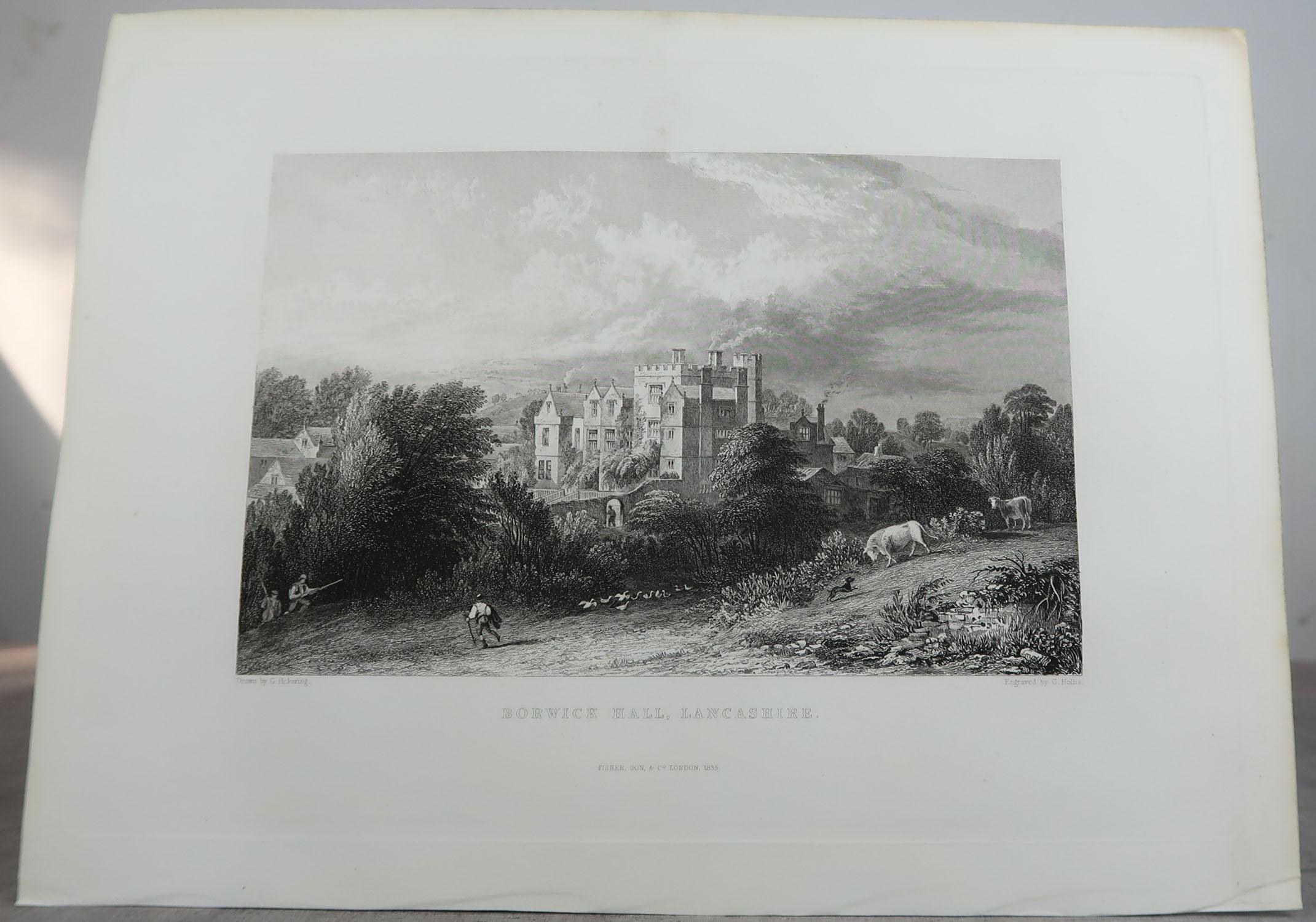 Mid-19th Century Set of 18 Antique Prints of English Country Houses and Gardens, circa 1830