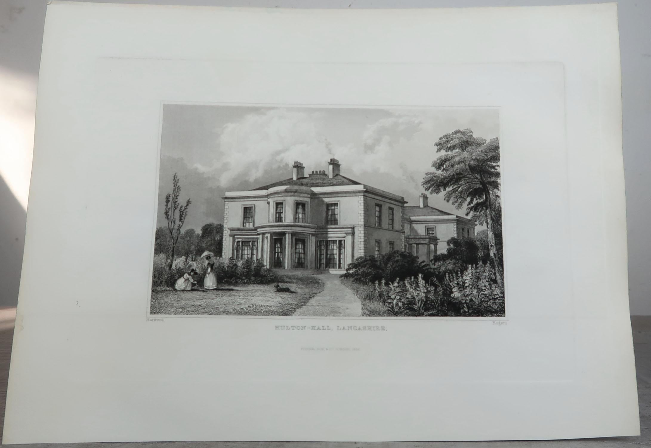 Paper Set of 18 Antique Prints of English Country Houses and Gardens, circa 1830