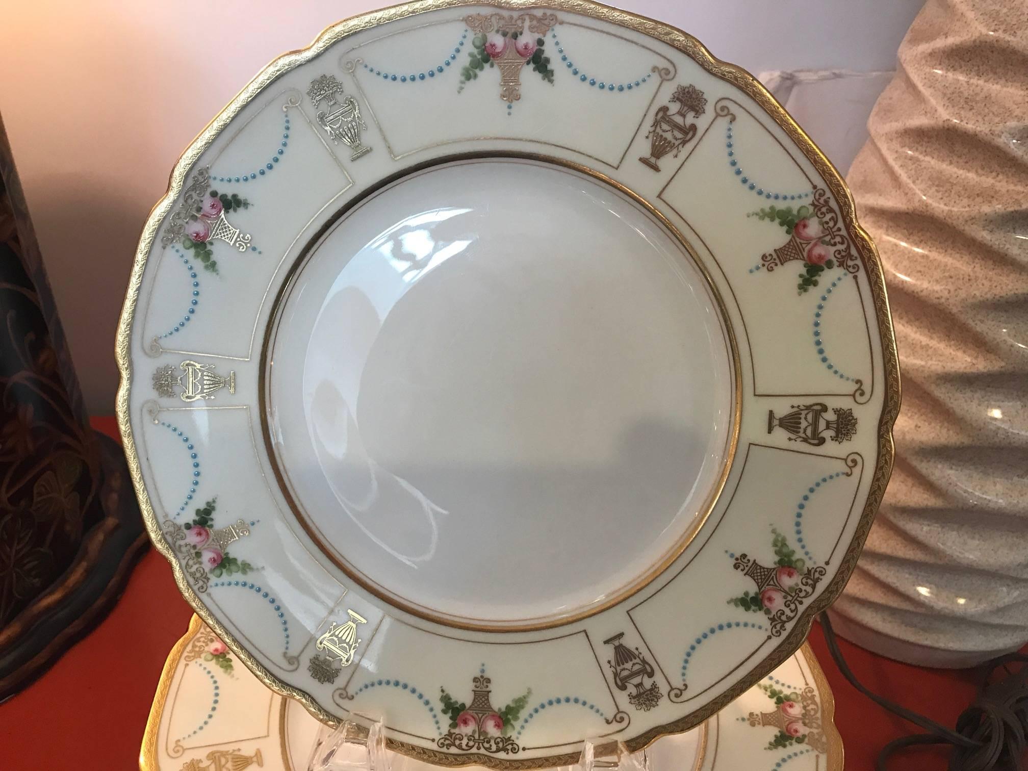Hand-Painted Set of 18 Antique Tiffany Hand Painted Accent Plates