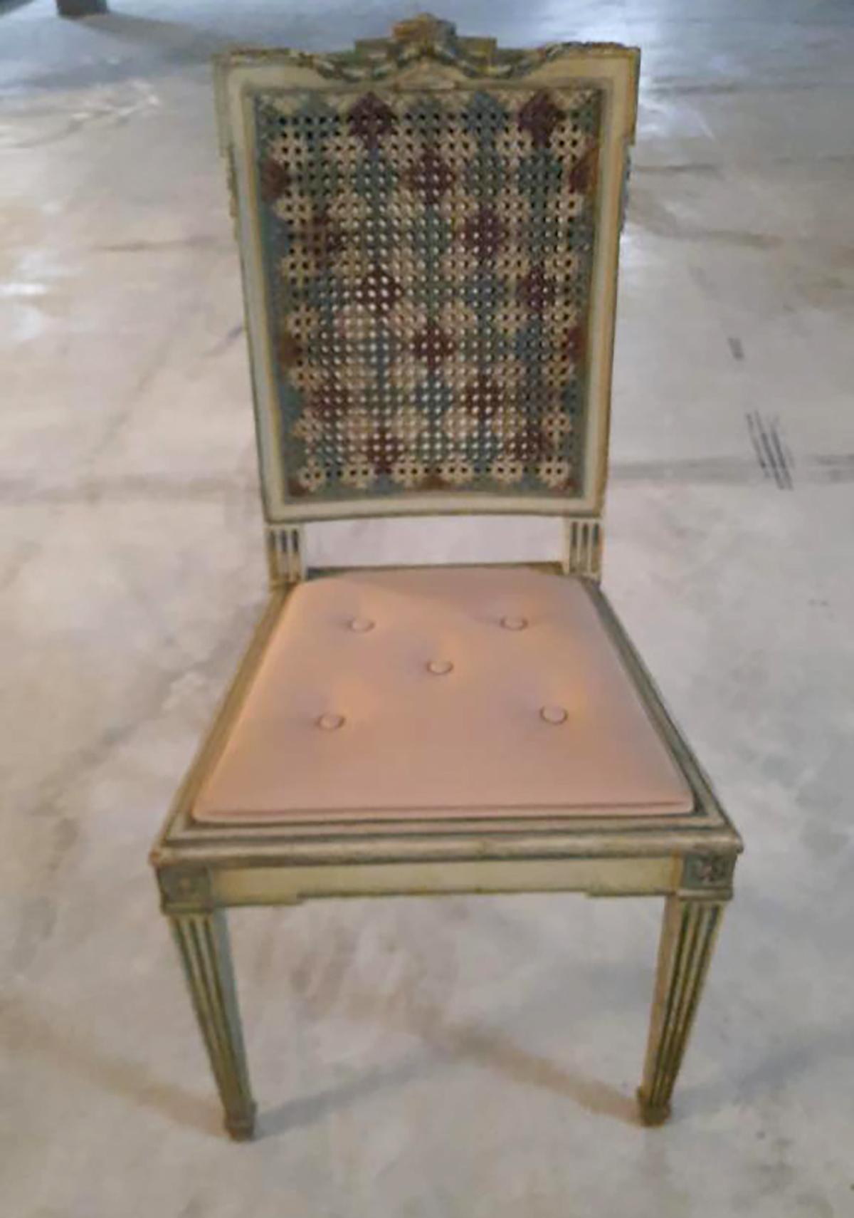 Painted Set of 18 Belgian dining chairs For Sale