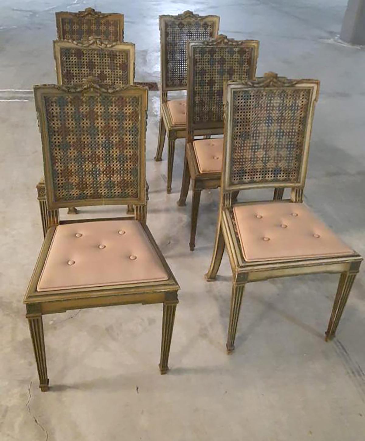 Cane Set of 18 Belgian dining chairs For Sale