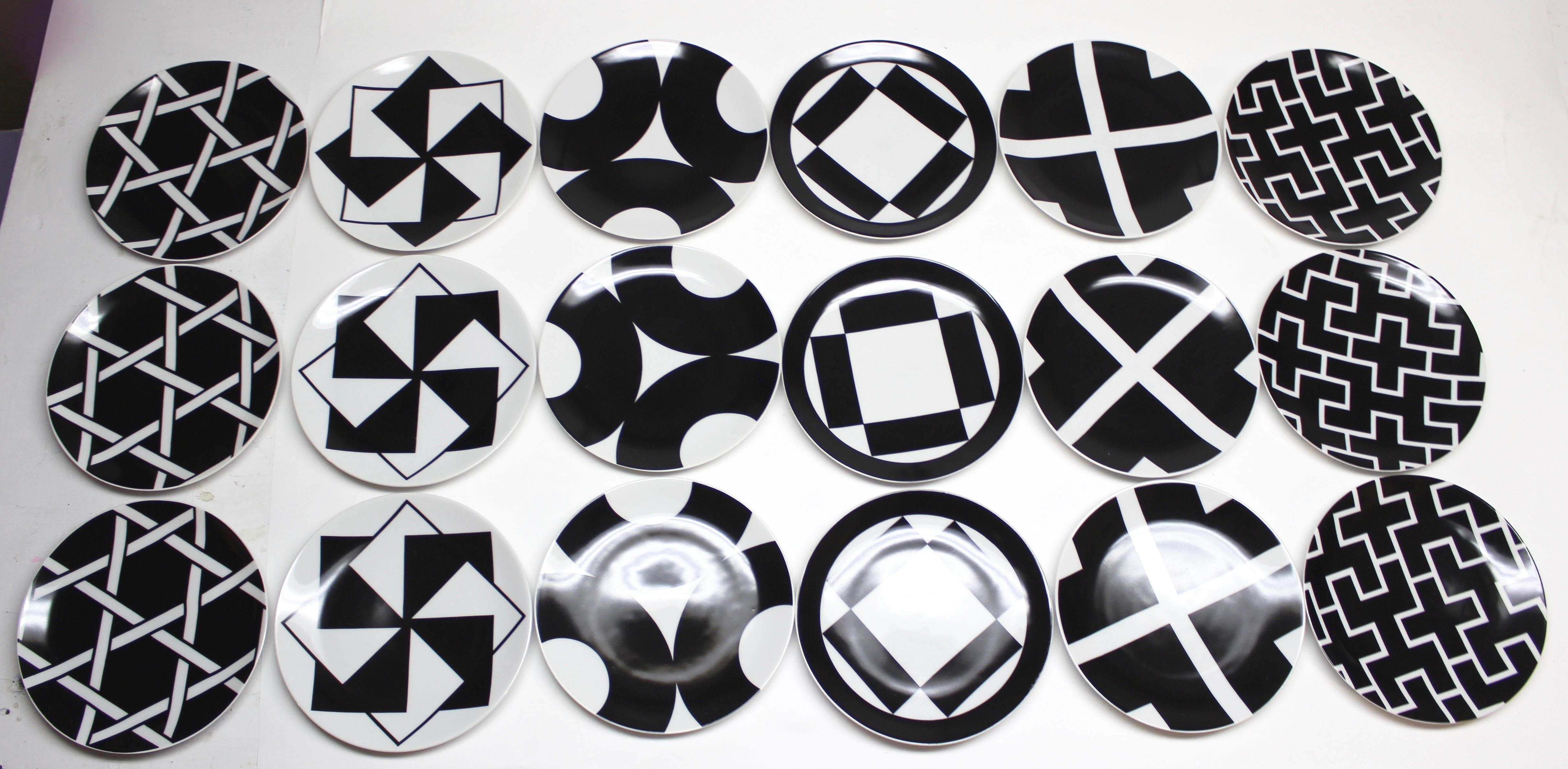 Set of 18 black and white Georg Jensen dessert / salad plates
6 different designs. Each plate marked on the underside.
