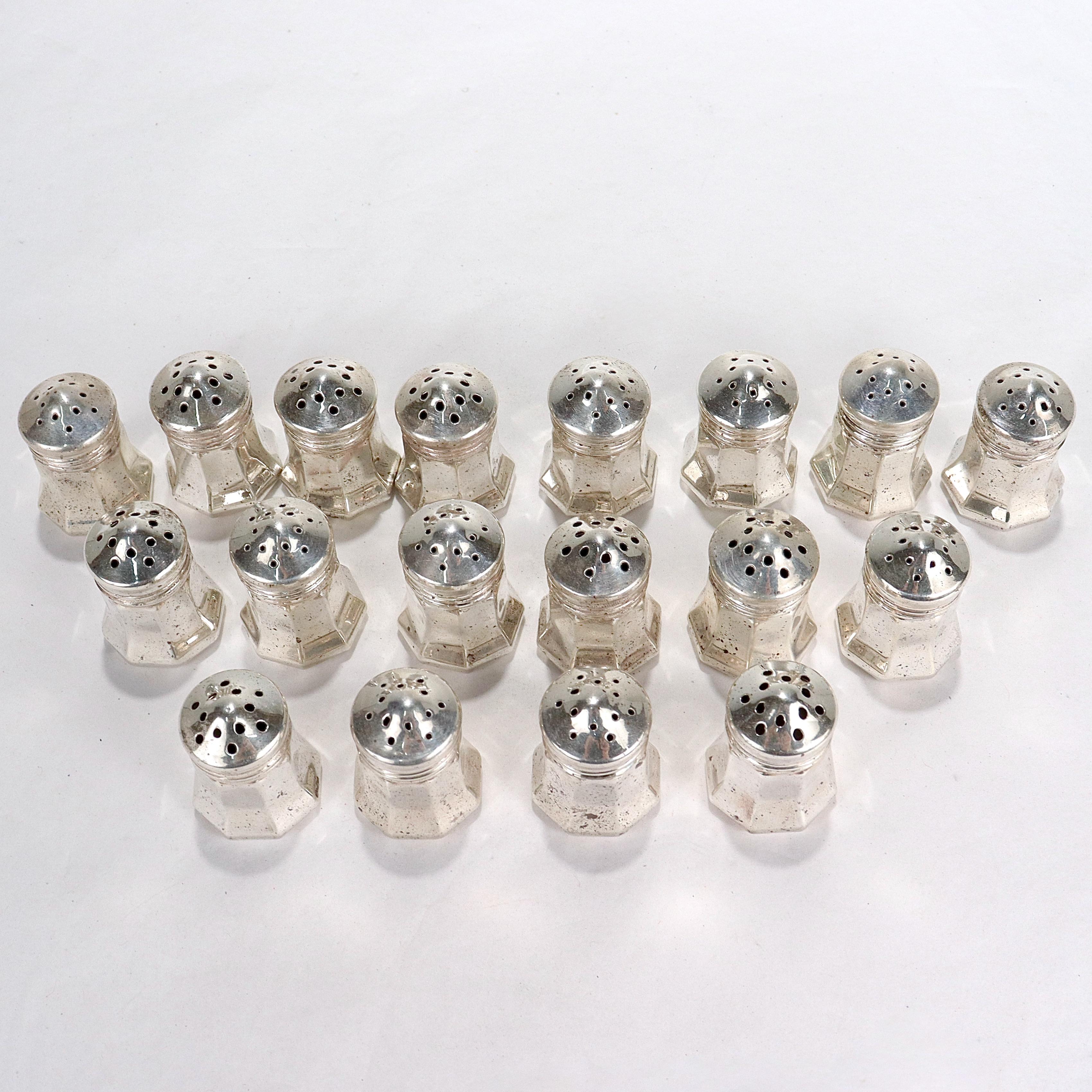 Set of 18 Cartier Sterling Silver Individual Salt & Pepper Shakers In Fair Condition For Sale In Philadelphia, PA