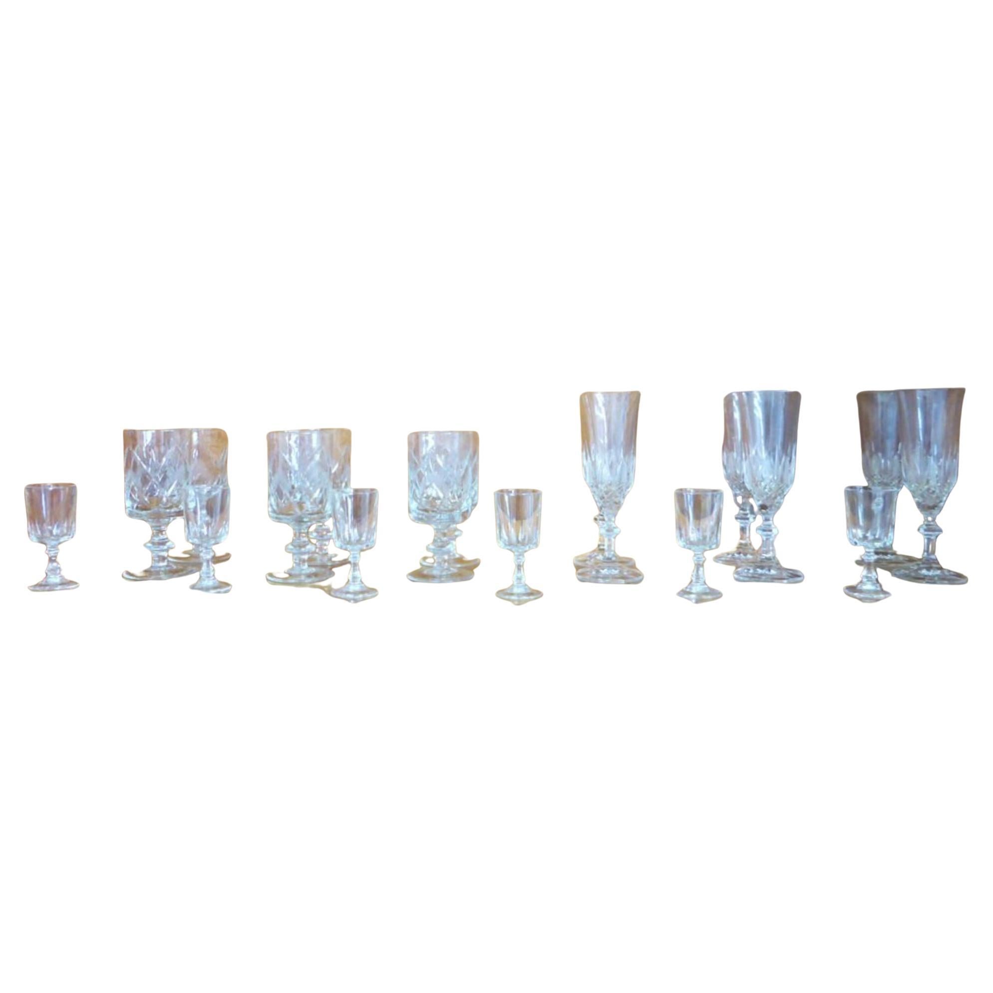 Set of 18 Crystal Glasses from the 1970s