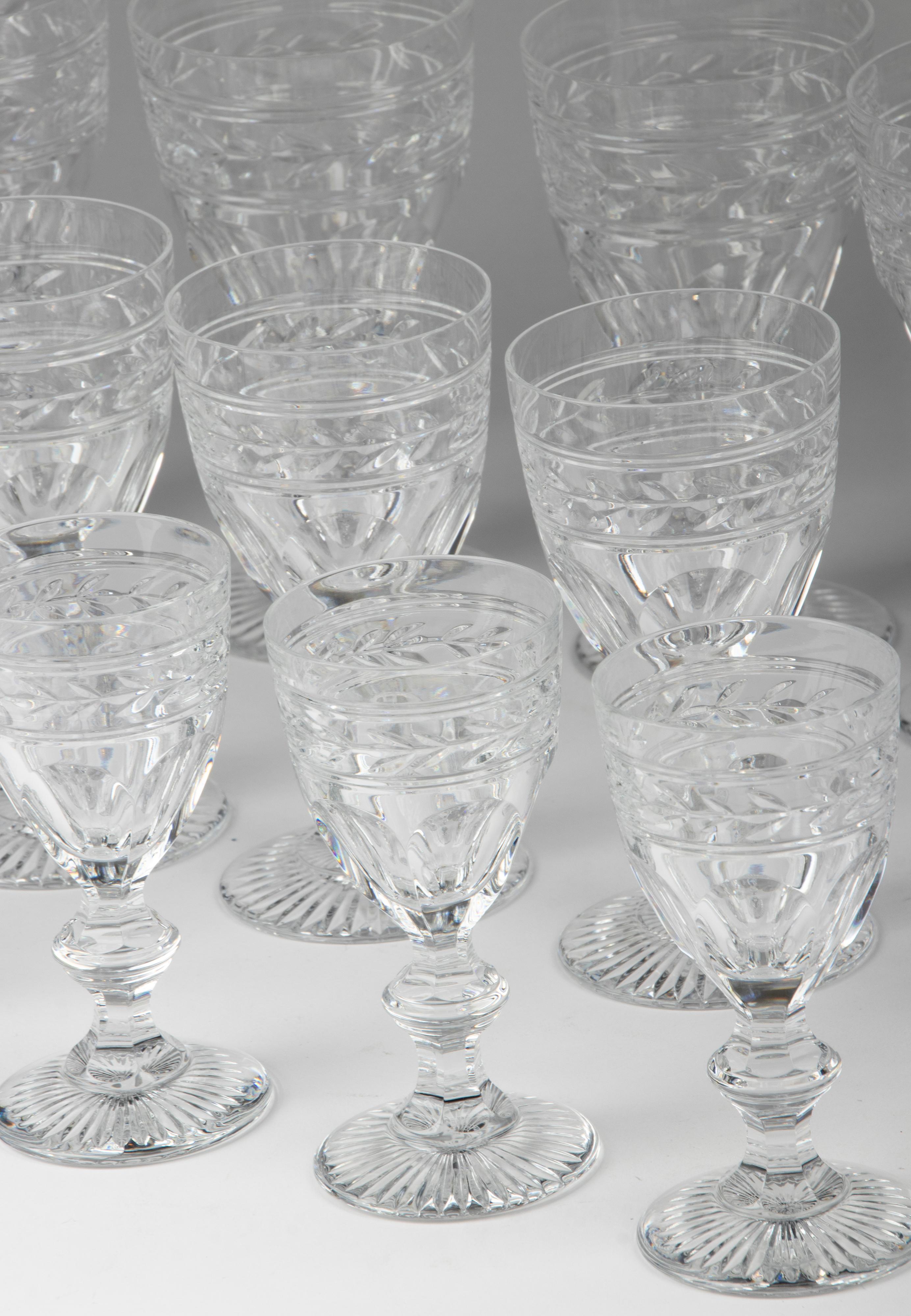 Set of 18 Crystal Glasses Made by Baccarat Model Jonzac 10