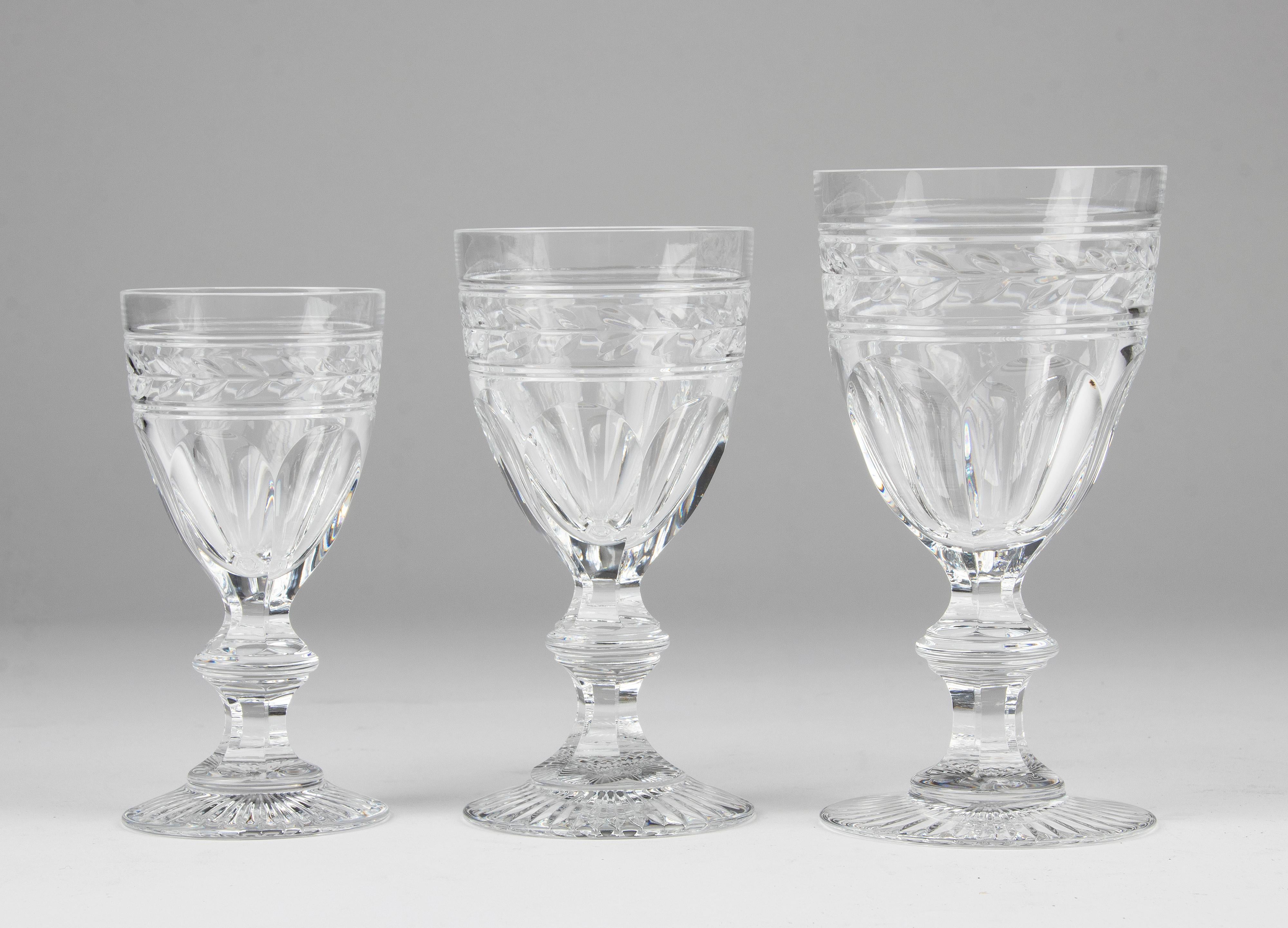 French Set of 18 Crystal Glasses Made by Baccarat Model Jonzac For Sale