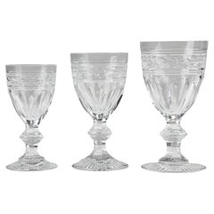 Retro Set of 18 Crystal Glasses Made by Baccarat Model Jonzac