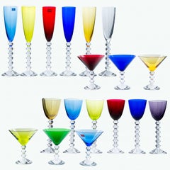 Set of 18 Exquise Multi Color Baccarat Crystal Glasses, France