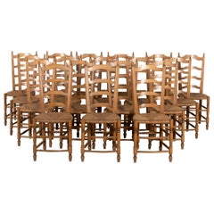 Set of 18 Fruitwood Dining Chairs