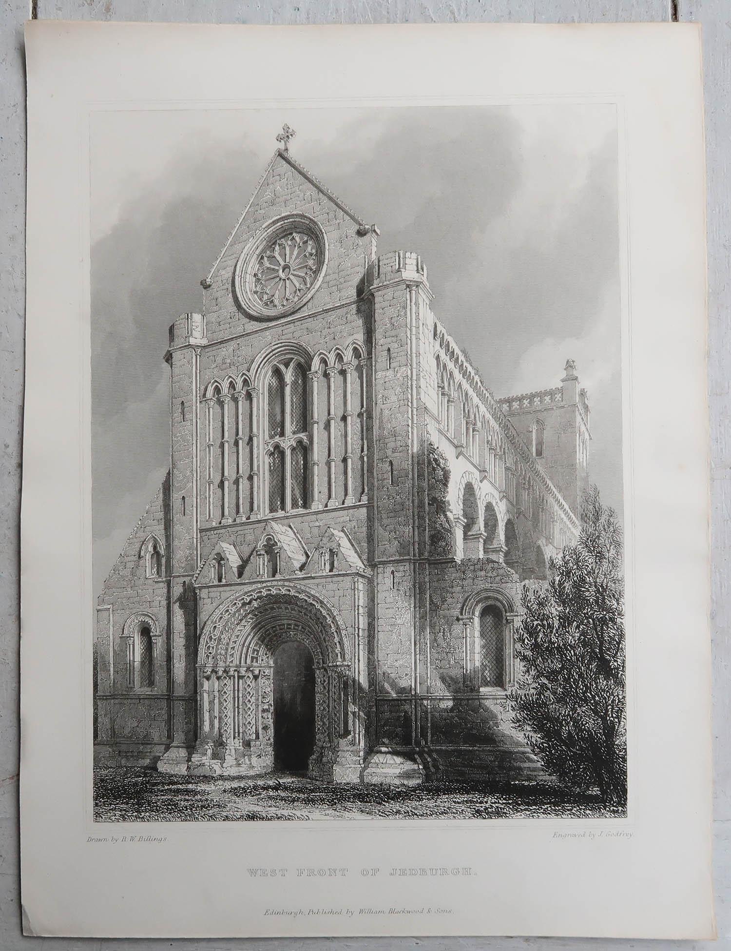 Set of 18 Gothic Architectural Prints After Robert William Billings, Dated, 1848 3