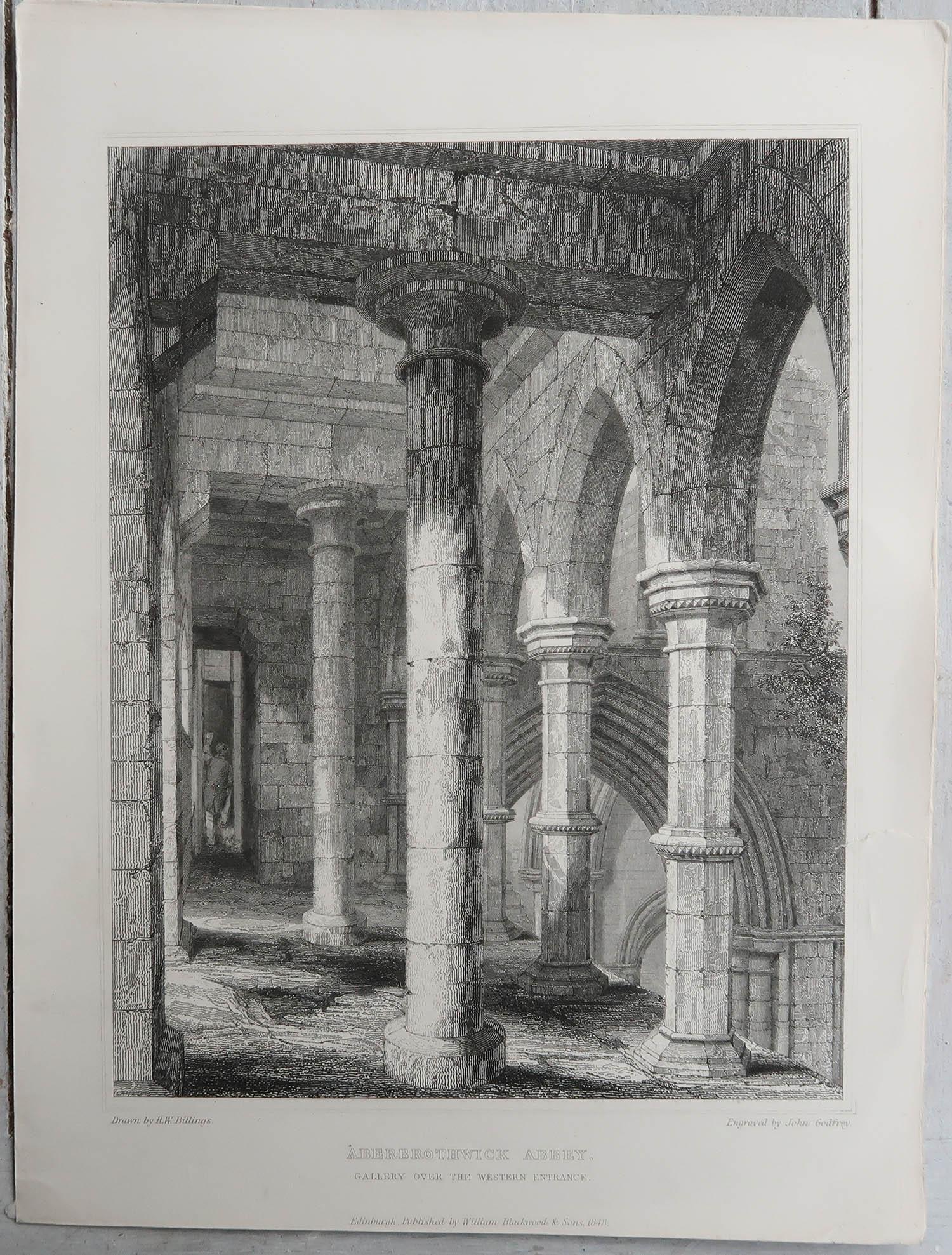 Scottish Set of 18 Gothic Architectural Prints After Robert William Billings, Dated, 1848