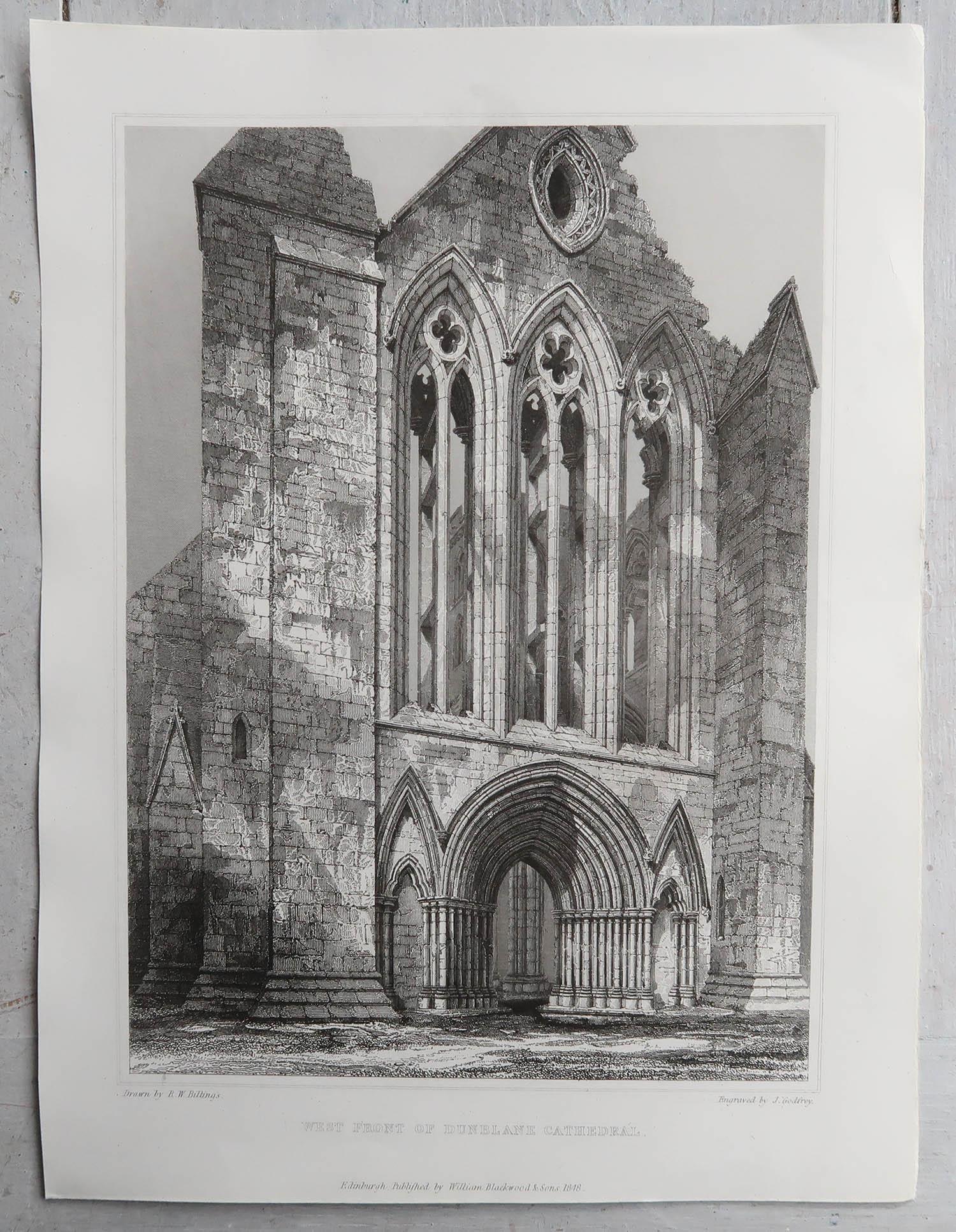 Mid-19th Century Set of 18 Gothic Architectural Prints After Robert William Billings, Dated, 1848