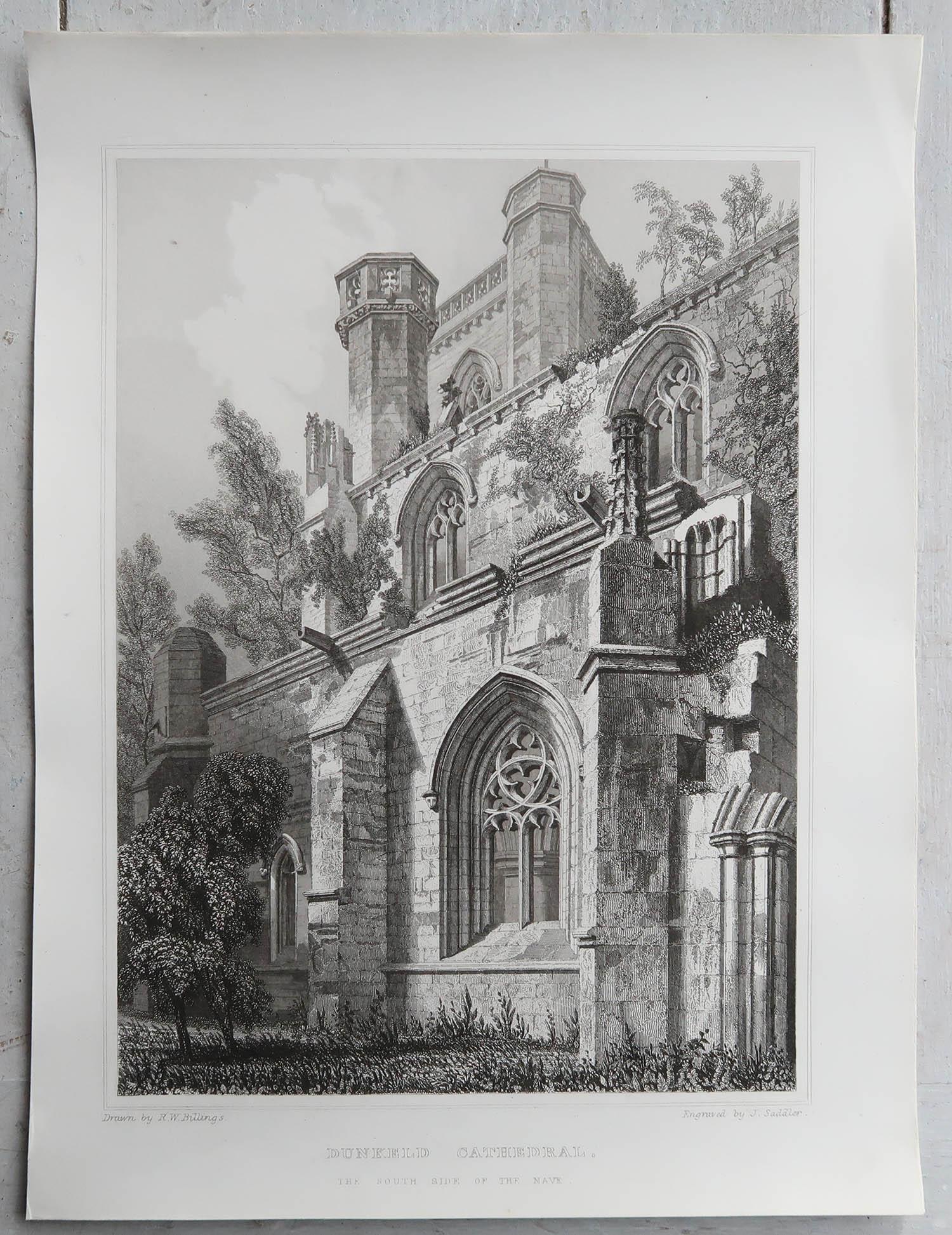 Paper Set of 18 Gothic Architectural Prints After Robert William Billings, Dated, 1848