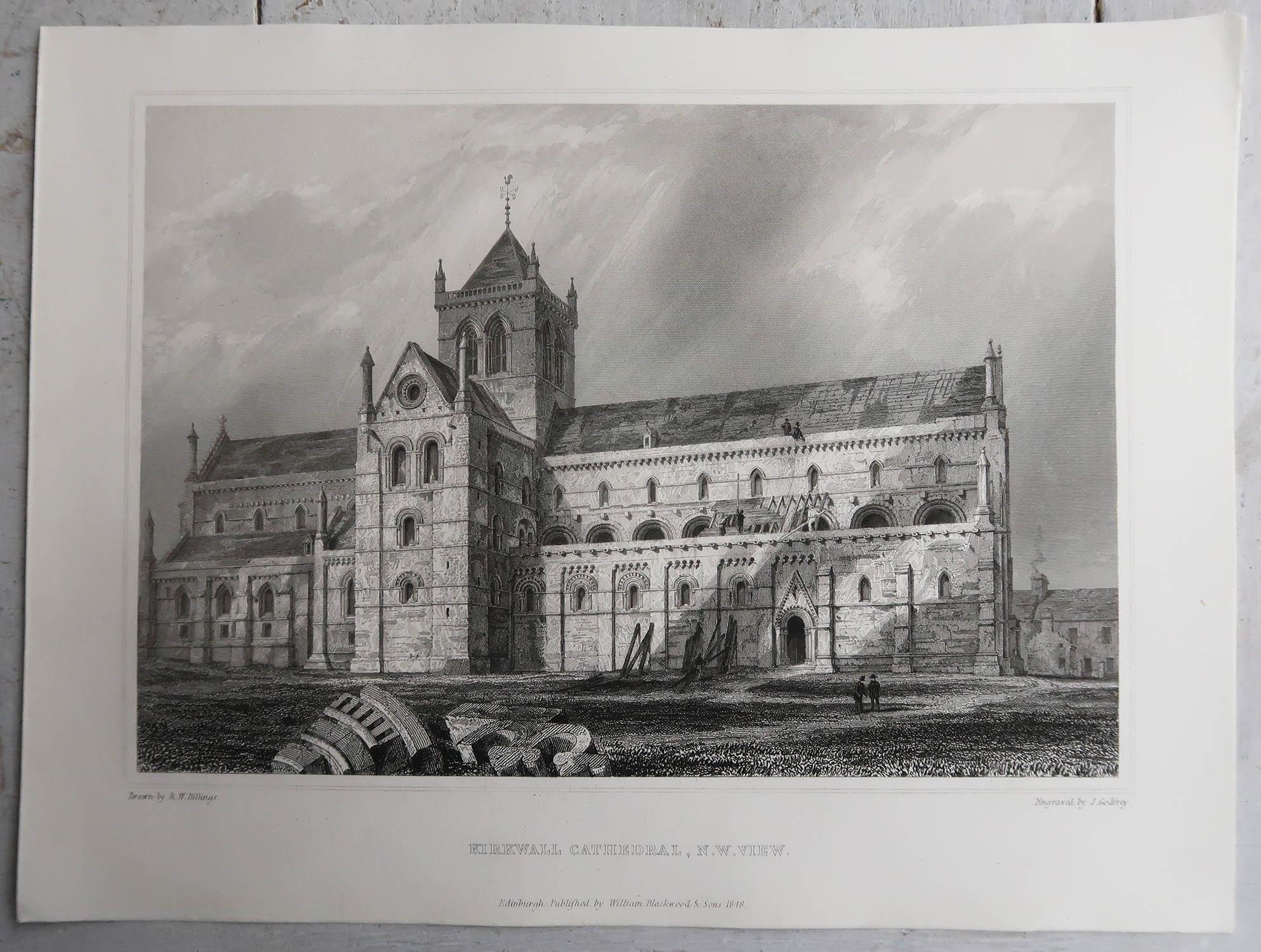 Ensemble de 18 estampes architecturales gothiques (Écosse) d'après Robert Billings. 1848 en vente 2