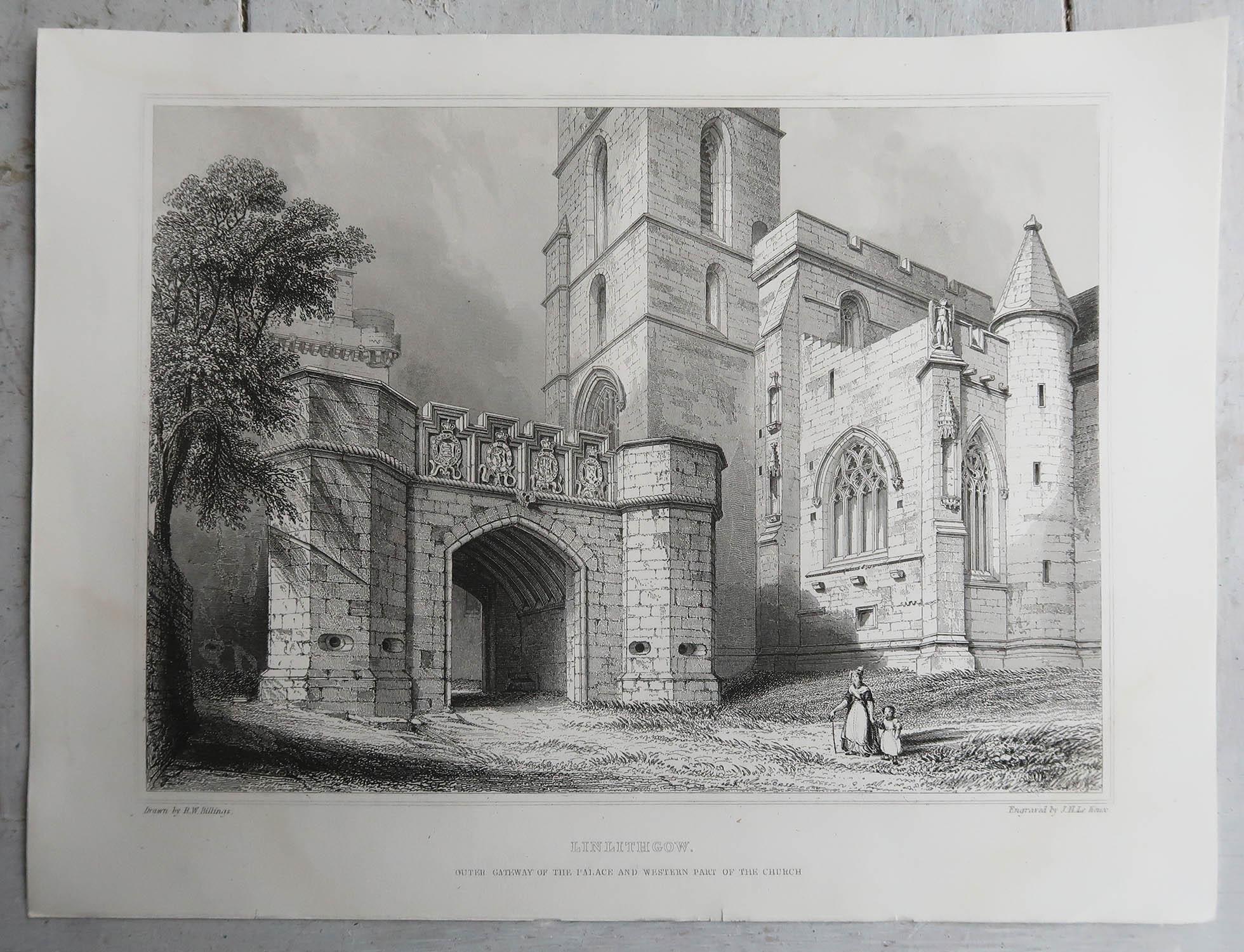 Ensemble de 18 estampes architecturales gothiques (Écosse) d'après Robert Billings. 1848 en vente 3
