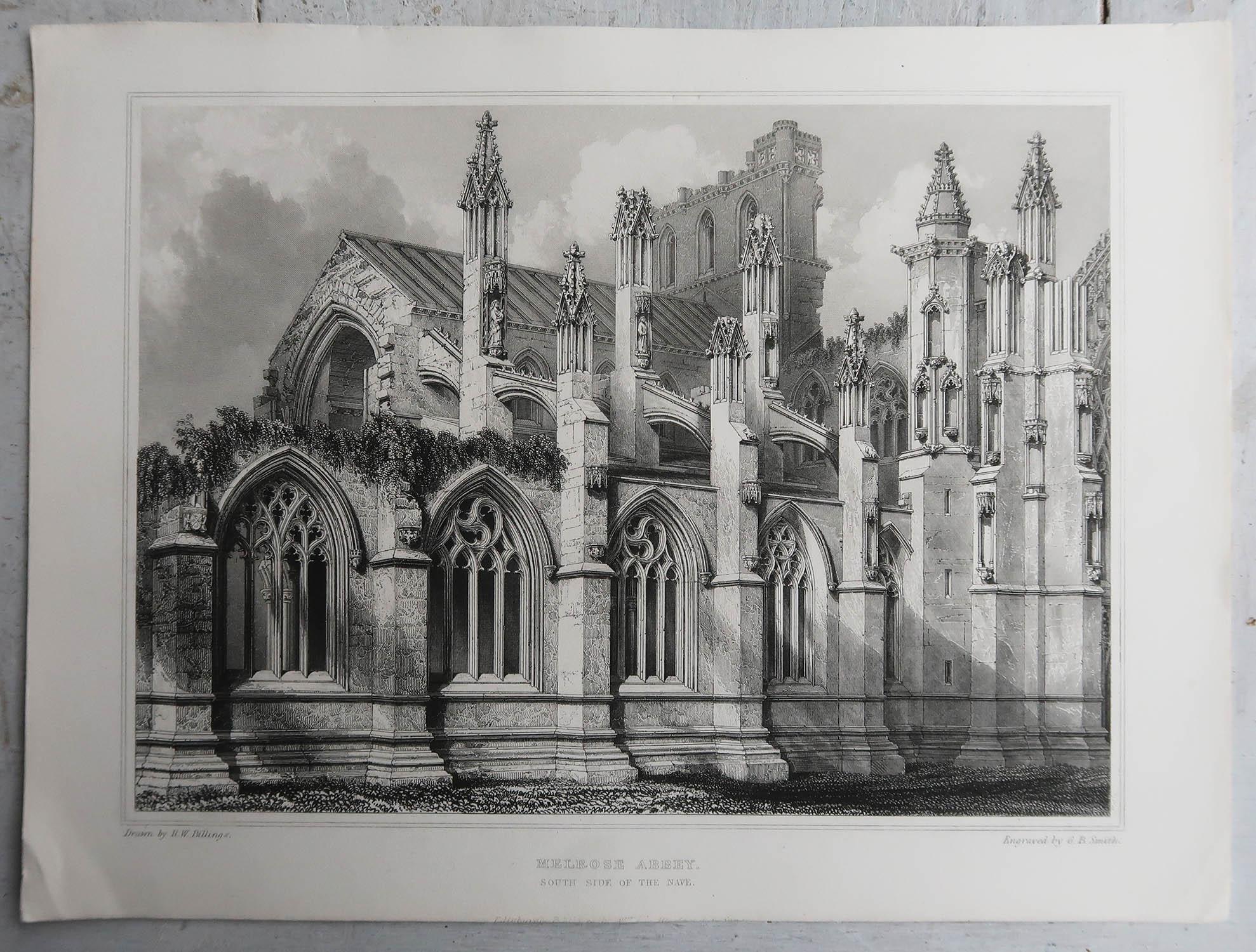 Ensemble de 18 estampes architecturales gothiques (Écosse) d'après Robert Billings. 1848 en vente 4