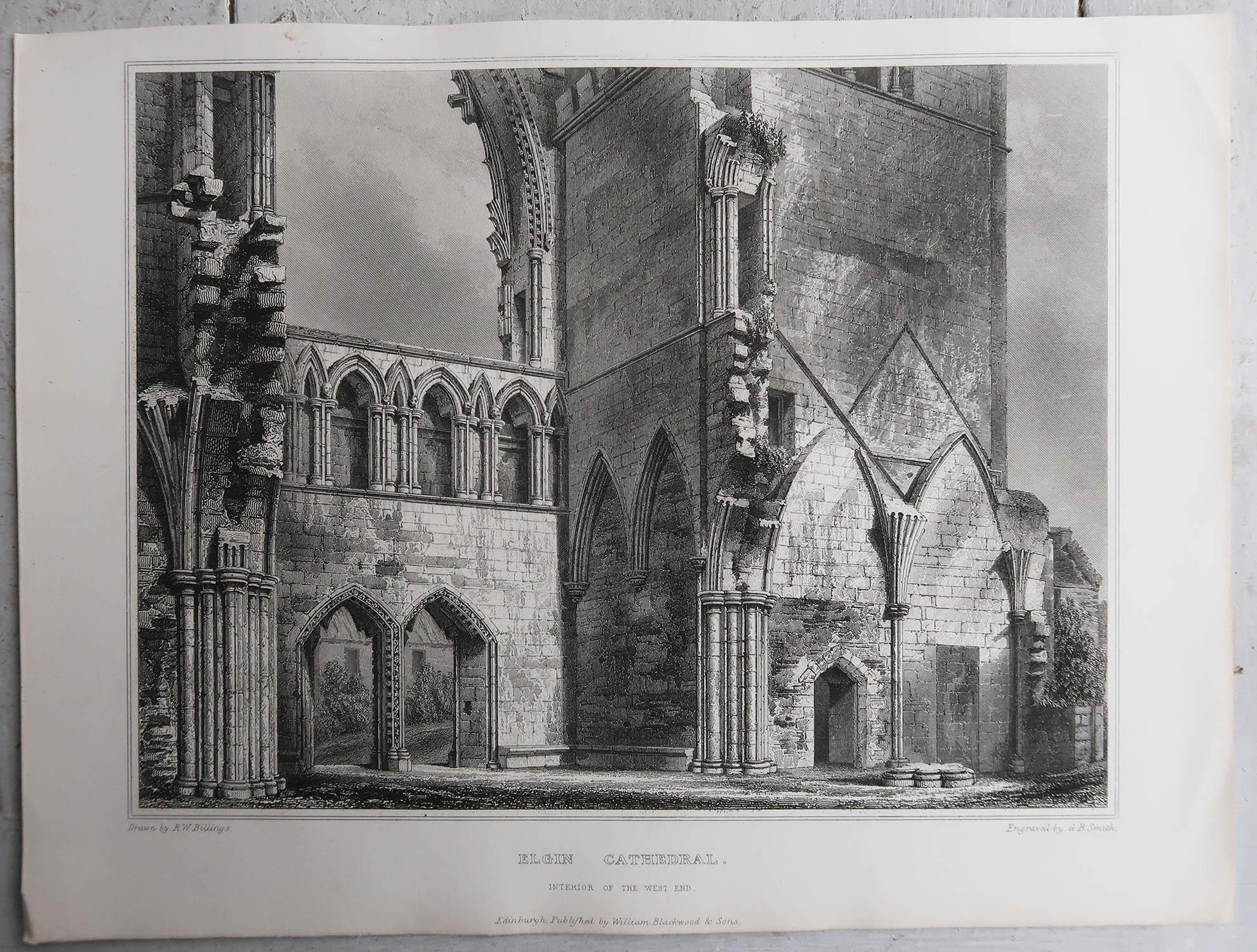 Ensemble de 18 estampes architecturales gothiques (Écosse) d'après Robert Billings. 1848 en vente 6